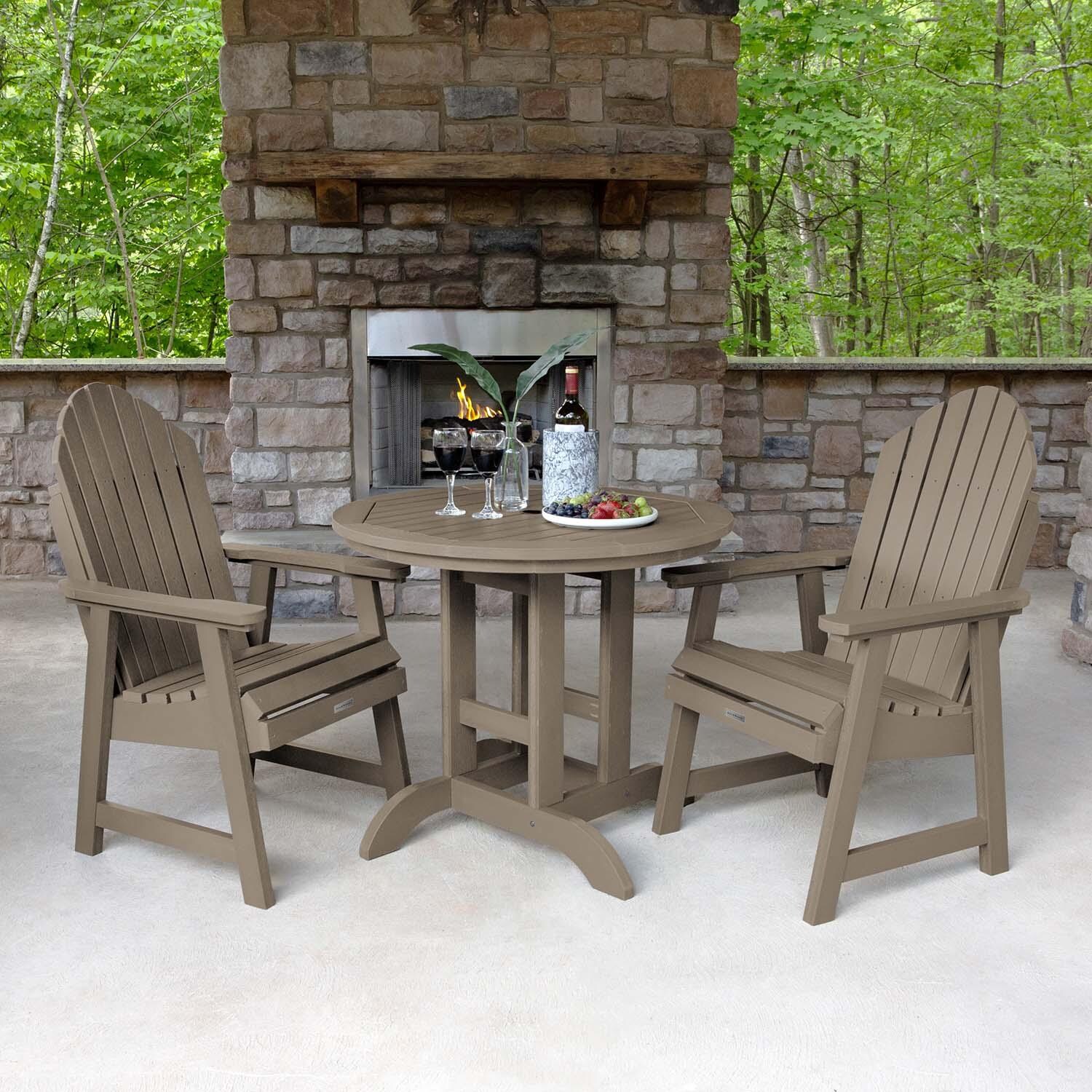 Dream Bay 3 Pc Recycled Plastic Round Dining Set in Woodland Brown by Lakeview Outdoor Designs