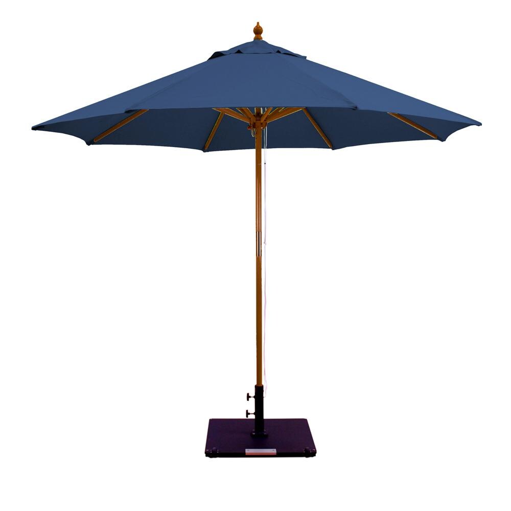 Galtech 9 Ft. Octagonal Wood Patio Umbrella W/ Pulley Lift - Dark Wood Frame W/ Navy Sunbrella Fabric (Umbrella Base Not Included) thumbnail