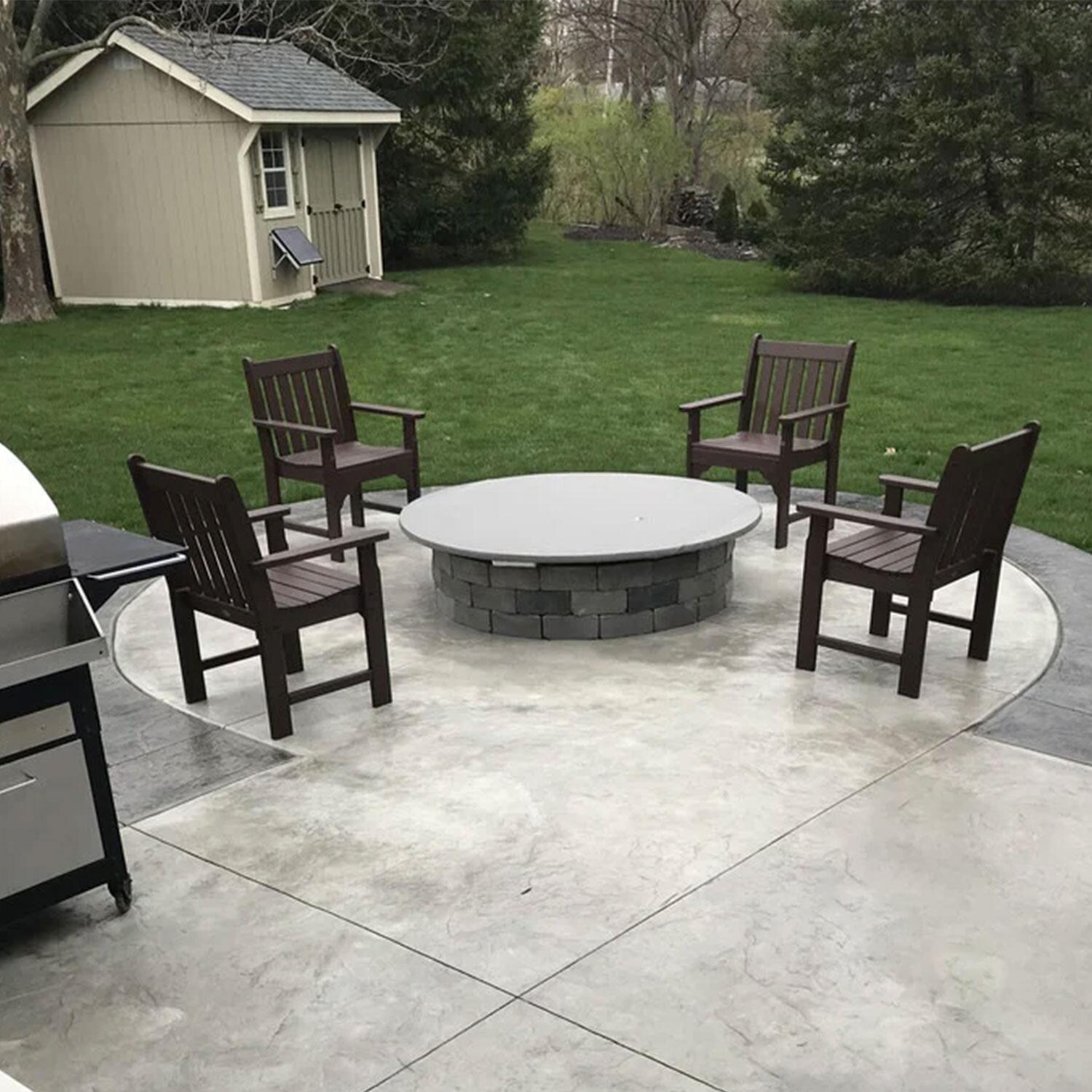 POLYWOOD Vineyard Garden Arm Chair - Teak - Styled W/ Fire Pit Set (Only One Chair Included) - Shown in Mahogany finish - Lifestyle