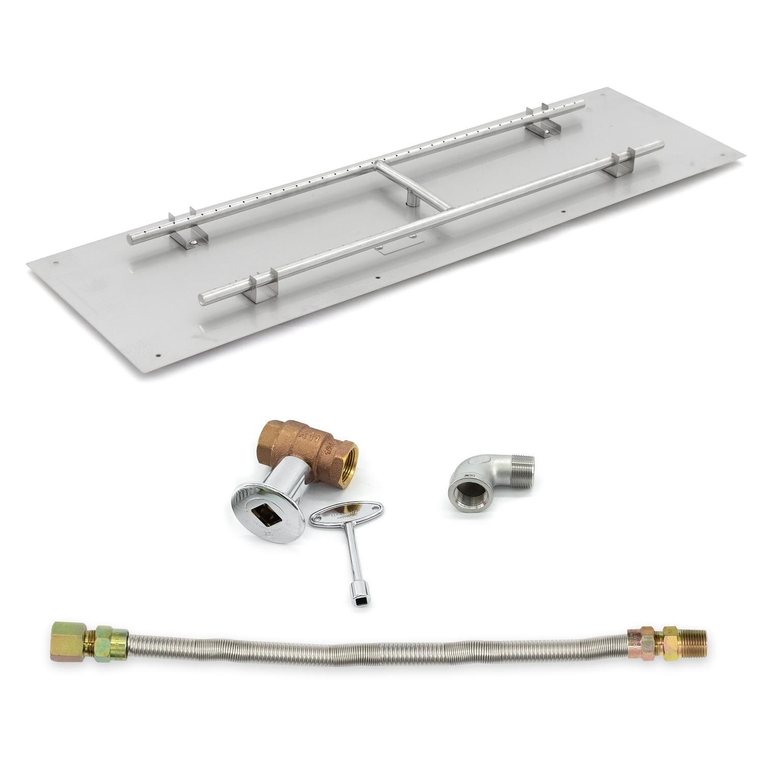 BBQGuys Signature 48-Inch Rectangular Flat Pan W/ 37-Inch Natural Gas H-Burner & Connection Kit