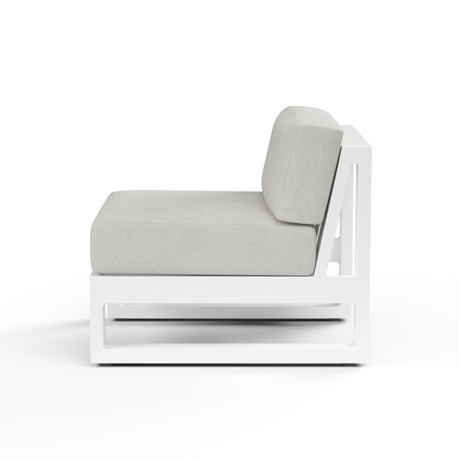 Sunset West - 4801-AC-40433 - Newport Aluminum Armless Patio Club Chair W/ Sunbrella Cast Silver Cushions - Side View thumbnail