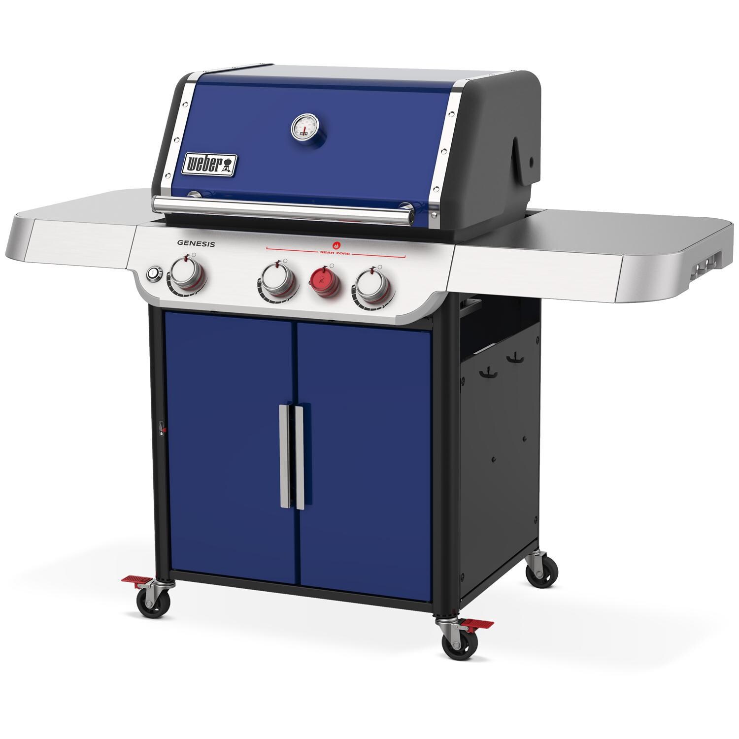 Weber GENESIS 35383301 SP-E-325s Special Edition Propane Gas Grill with Sear Burner - Deep Ocean Blue - Right-Side Angled View thumbnail