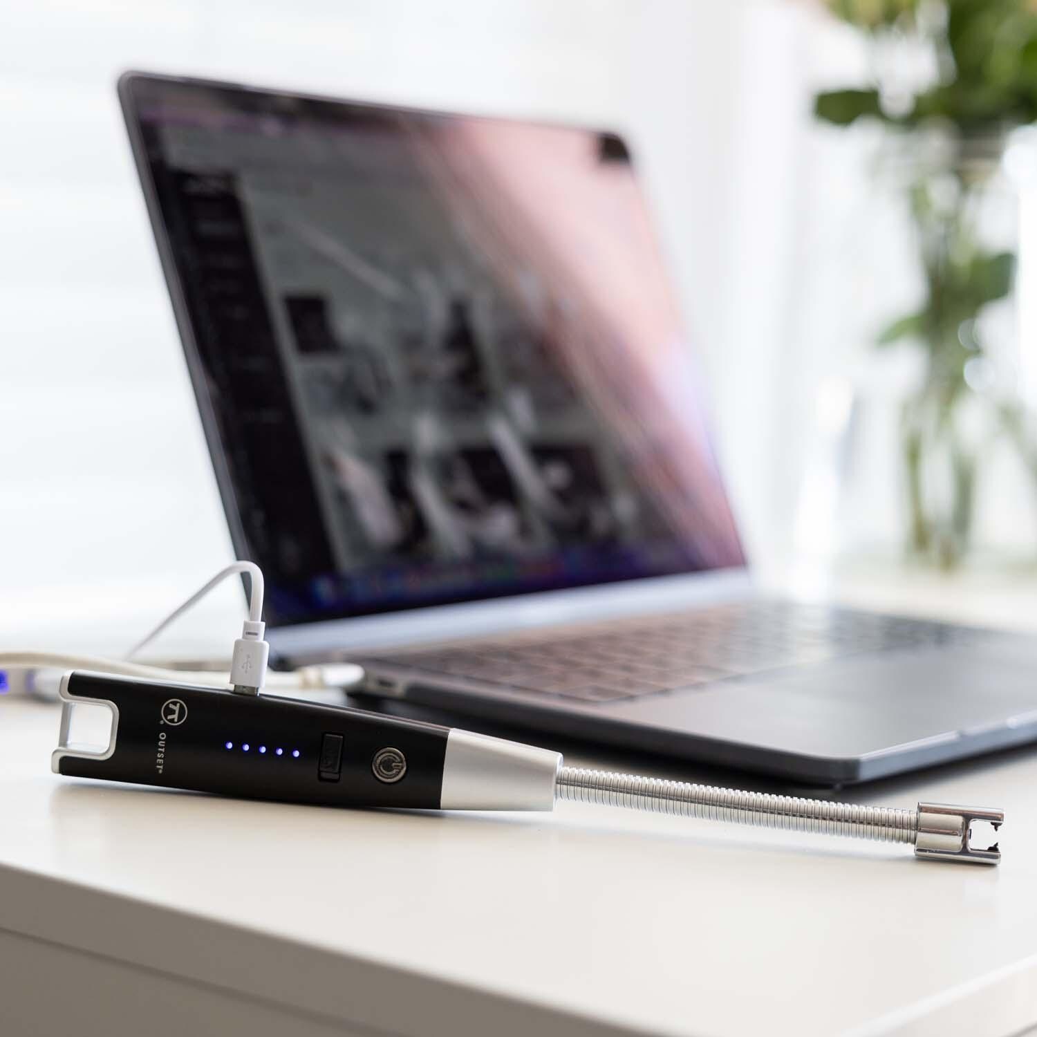 Outset 76659 USB Rechargeable Grill Lighter - Next to Computer - Lifestyle thumbnail