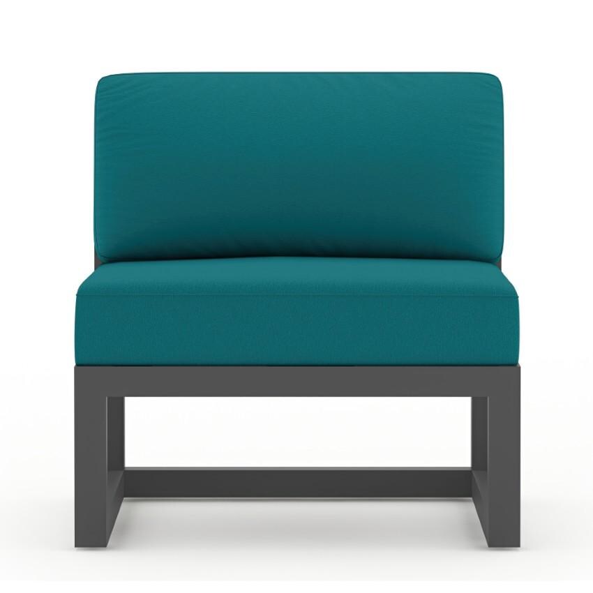 Misty Cove 4 Piece Sectional Set in Slate w/Spectrum Peacock Cushions by Lakeview - Middle Section - White Background thumbnail