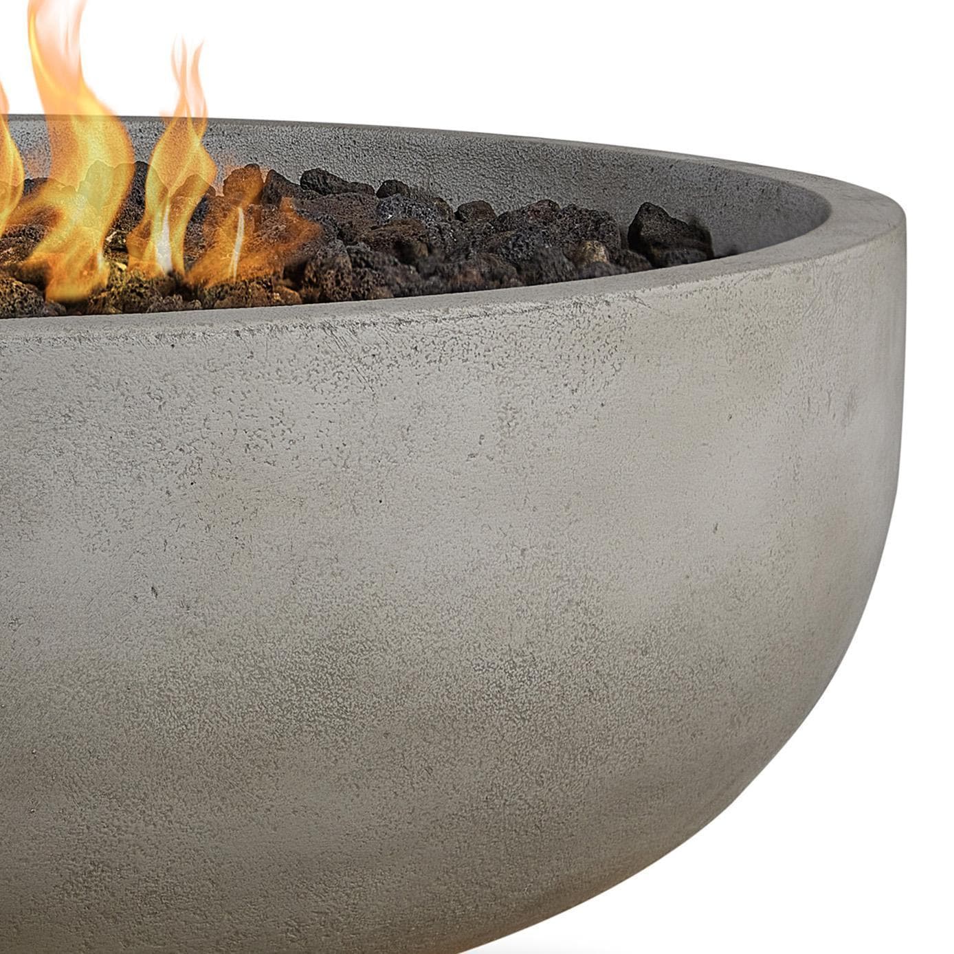 Grand Lake 38 Inch Round Concrete Propane Fire Bowl in Fog