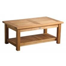 Classic 41 1/4 X 23 1/2 Inch Rectangular Teak Patio Coffee Table W/ Shelf By Douglas Nance