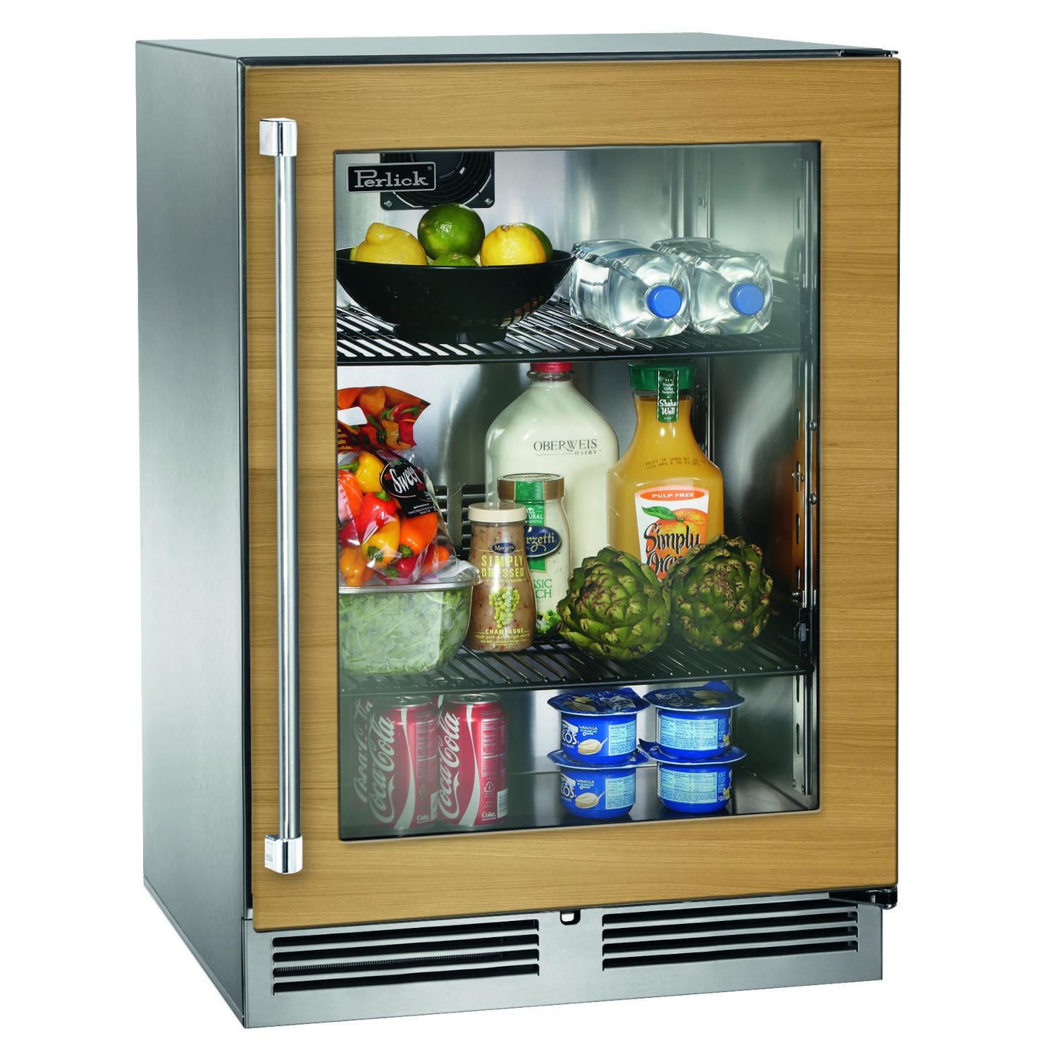 Perlick 24-Inch Signature Series Marine & Coastal Series Stainless Steel Panel Ready Glass Door Outdoor Refrigerator - Right Hinge - HP24RM-4-4R