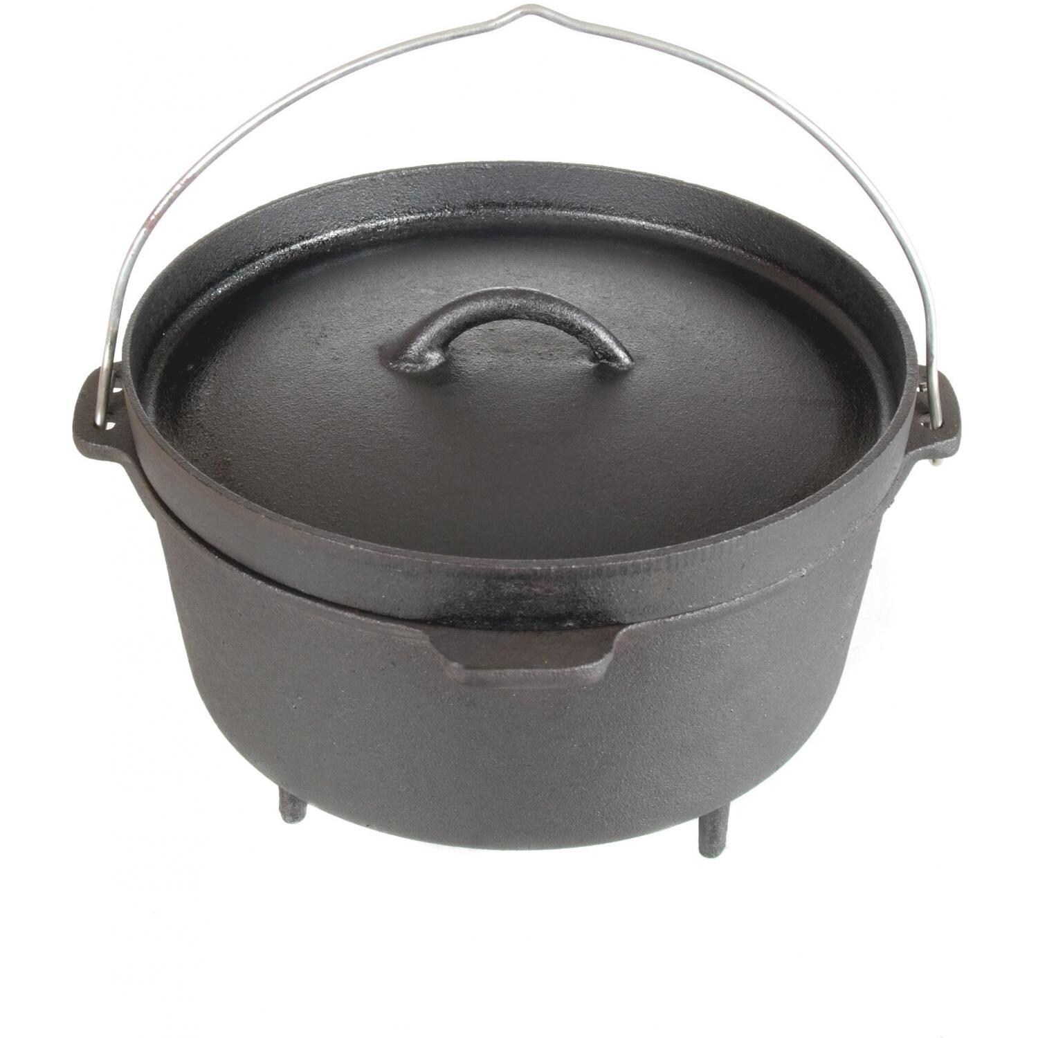 Cajun Cookware 12-Quart Seasoned Cast Iron Camp Pot With Legs - GL10462S thumbnail