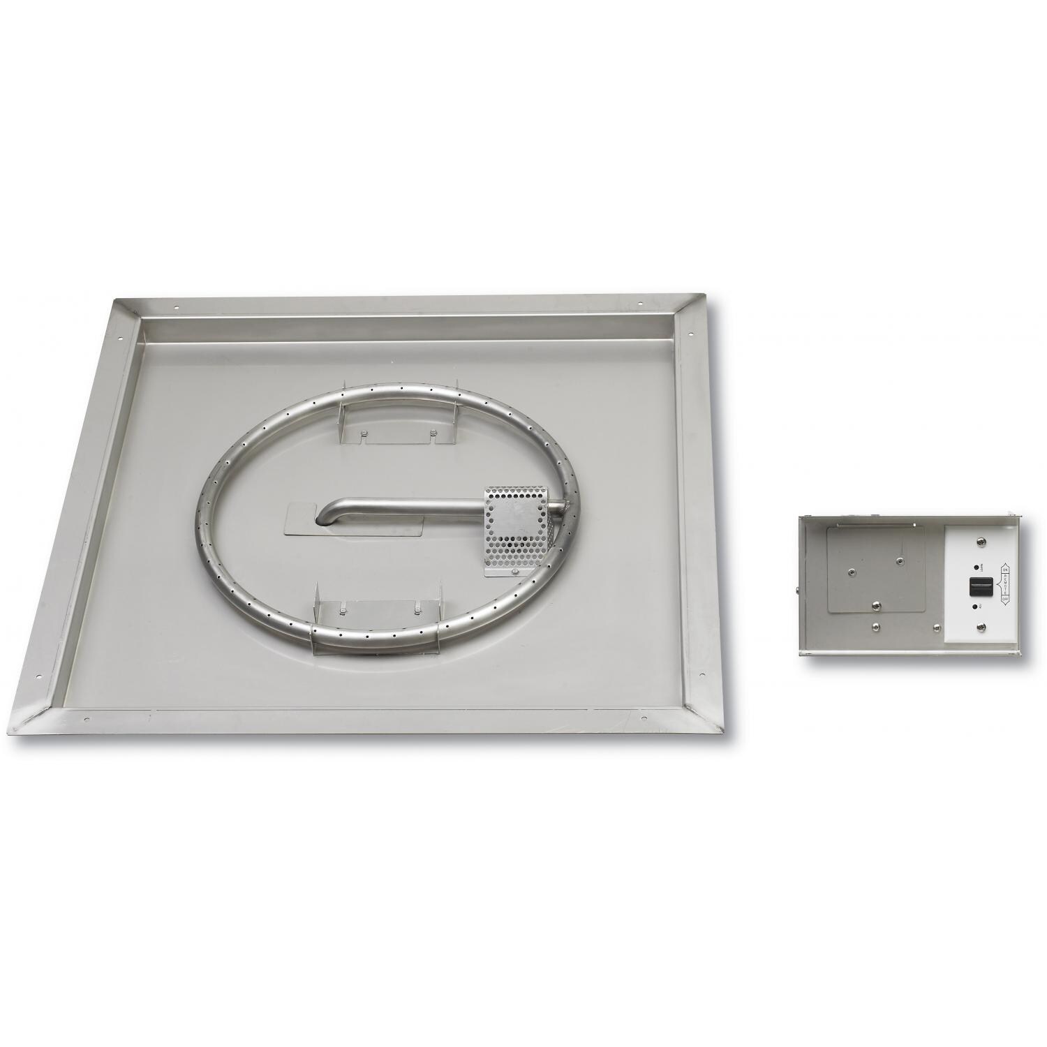 Peterson Outdoor Campfyre 25 X 25 Inch Propane Gas Manual Safety Pilot Square Stainless Steel Fire Pit Burner Kit image