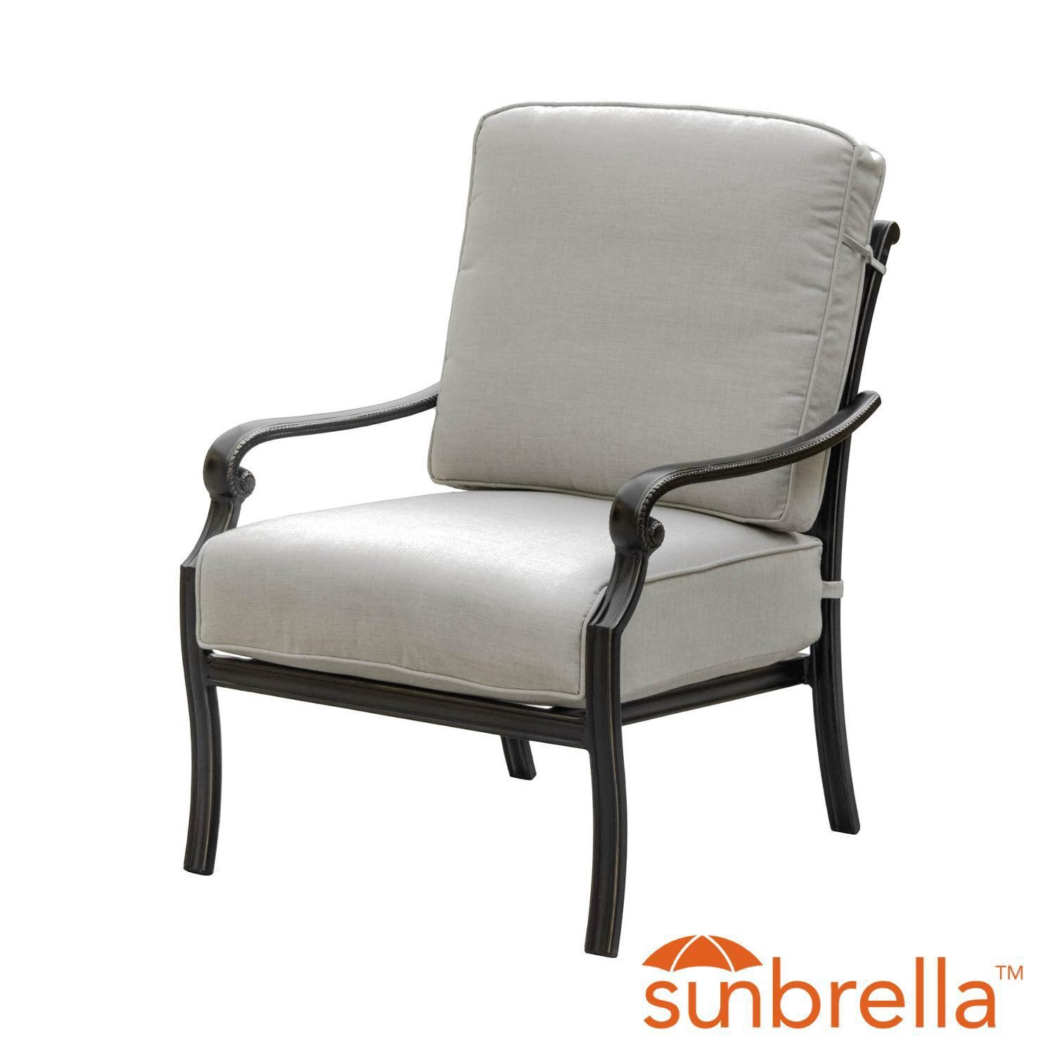 Outdoor Patio Club Chairs Wicker Wood Swivel More Ultimate Du Monde Cast Aluminum Outdoor Club Chair W Sunbrella Silver Cushions By Lakeview