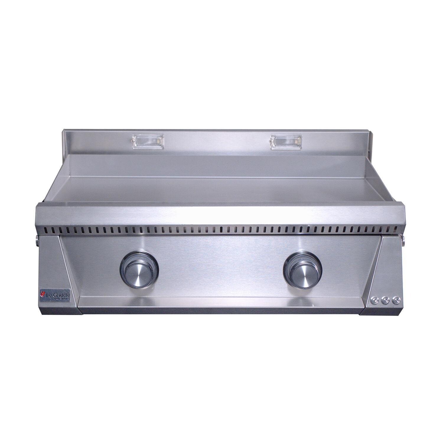 Le Griddle Pro Series 75 30-in 2 Burner Built-In Natural Gas Flat Top Grill w/ 3mm Plate & Lid - Grill Front - White Background thumbnail