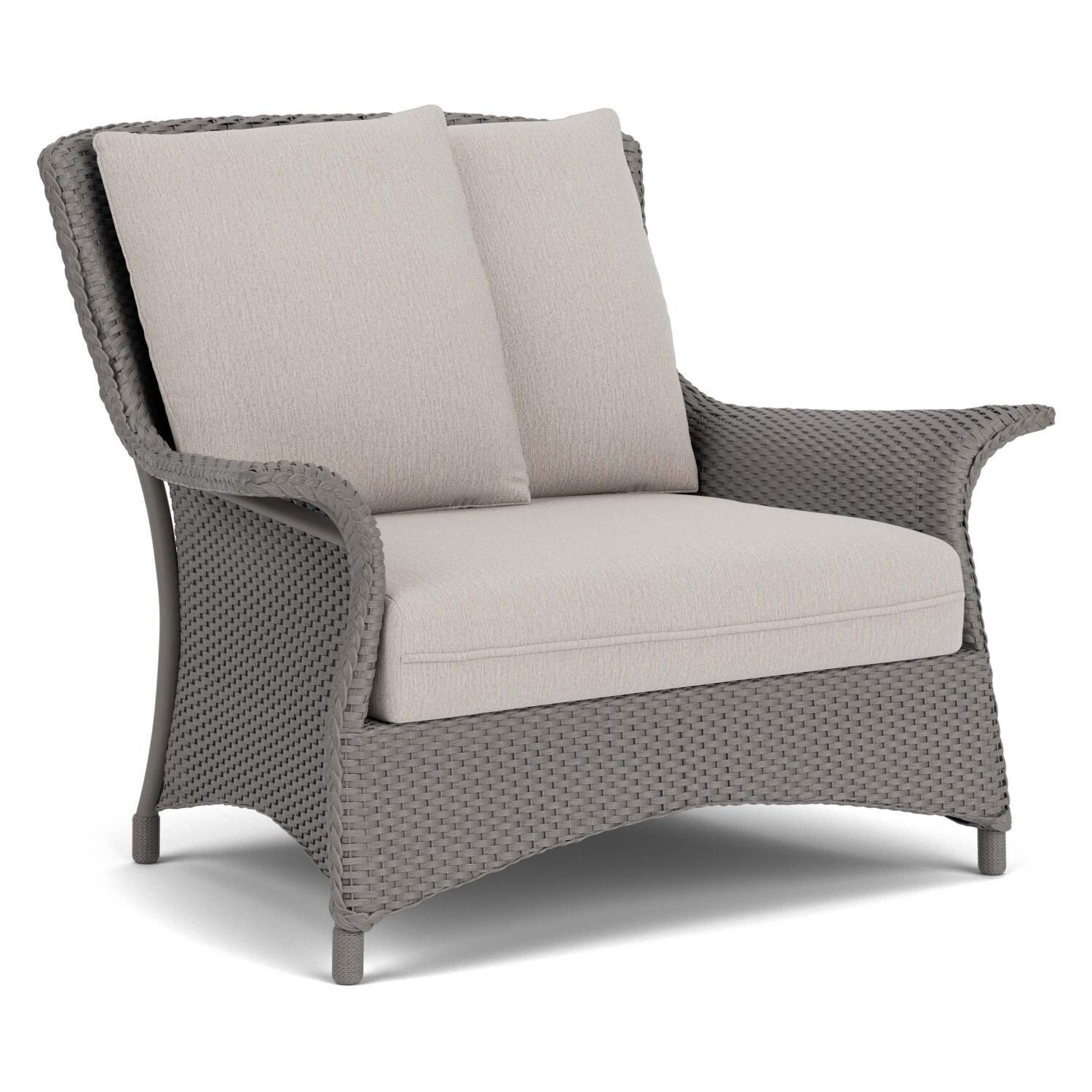 Lloyd Flanders Mandalay Chair and a Half in Pewter Finish with Remy Cloud Fabric - Angled thumbnail
