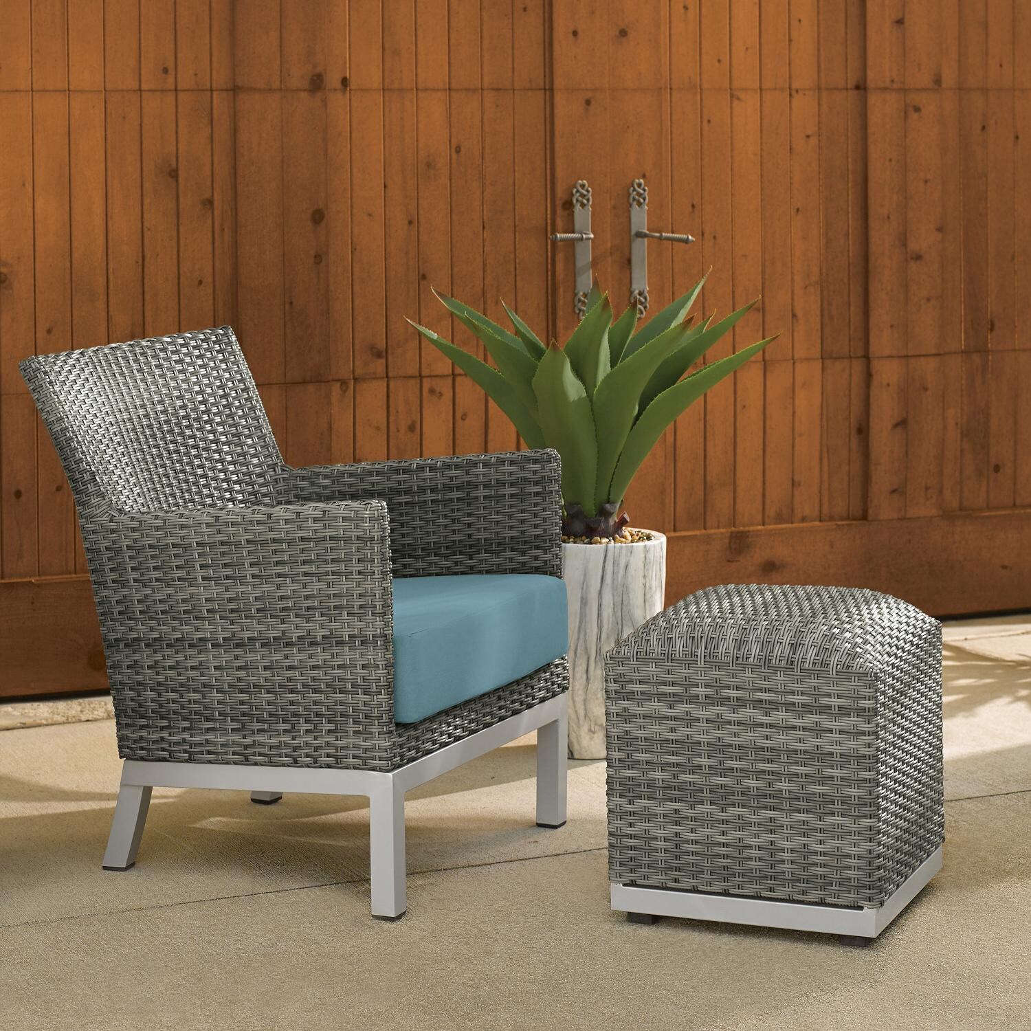 Argento 2 Piece Wicker Patio Seating Set W/ Ottoman By Oxford Garden - On The Patio thumbnail