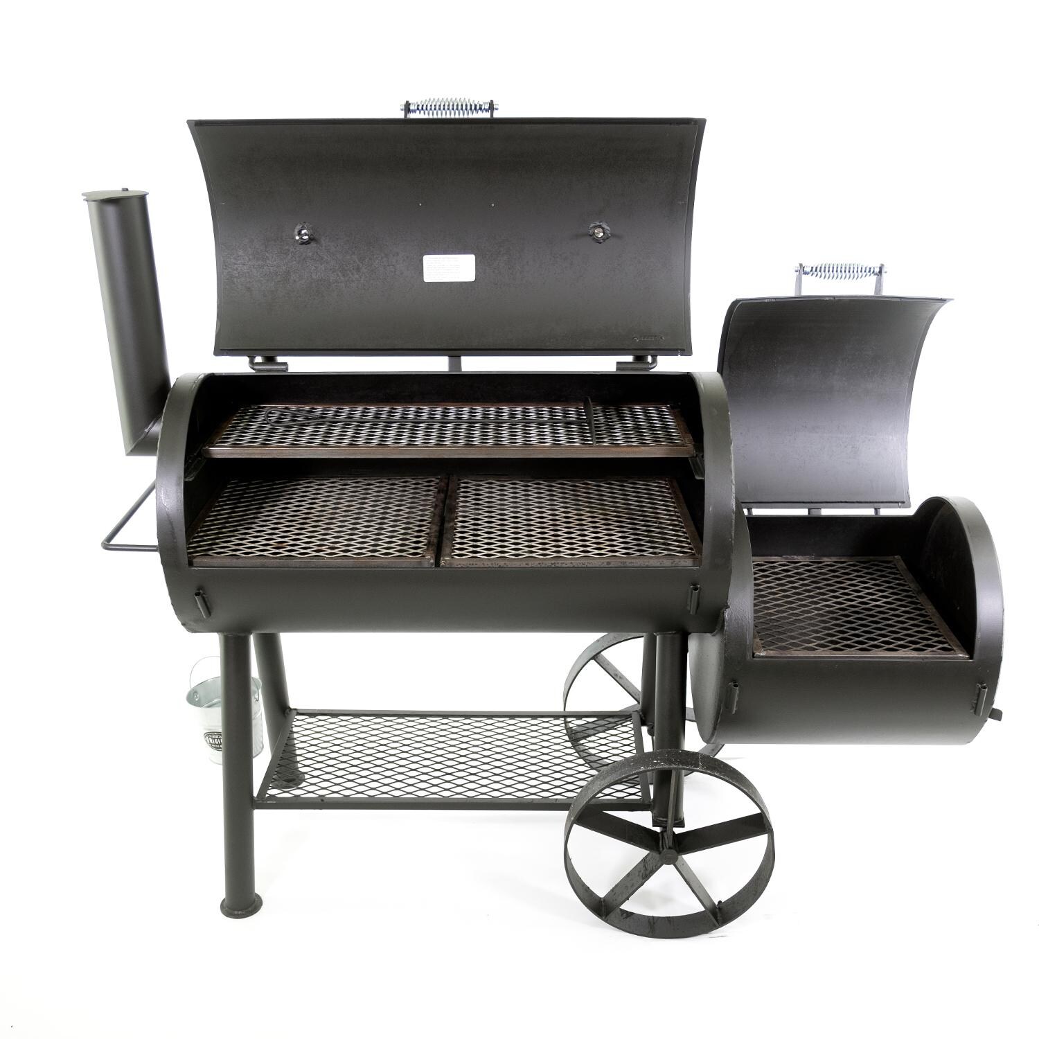 Texas Original Pits Luling 24x48x24 Single Lid Offset Smoker - 250-SL244824 - Front Open thumbnail