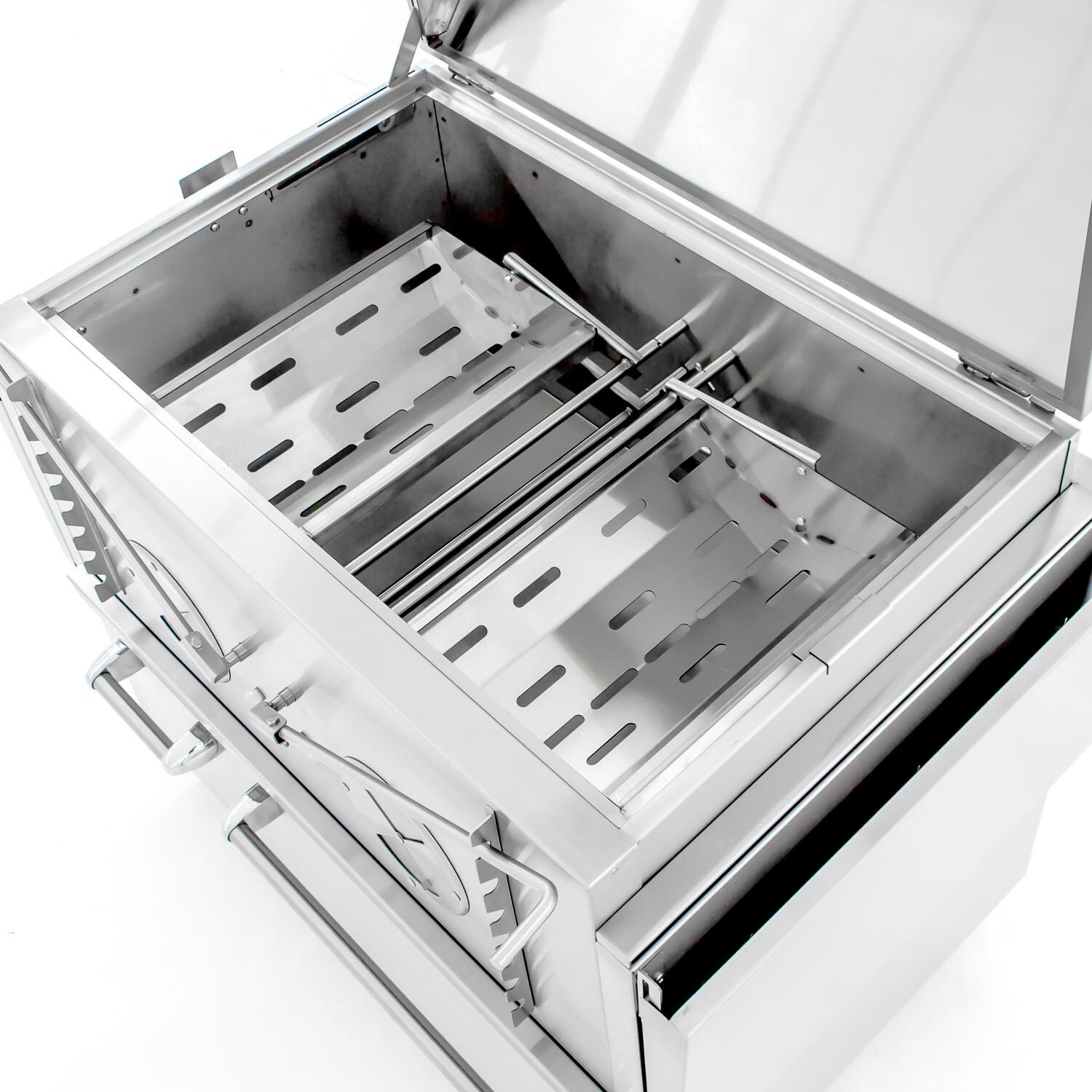 Cajun Grill Preaux 36-Inch Built-In Charcoal Grill - Adjustable Charcoal Trays (Shown On Freestanding Grill) thumbnail