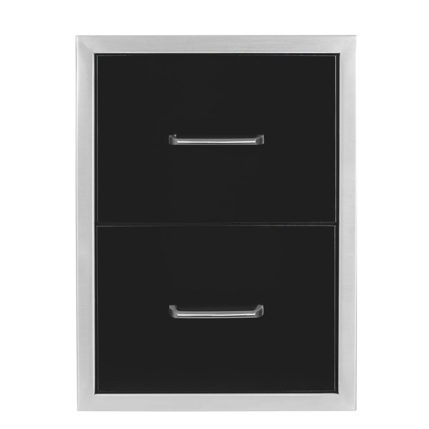 Wildfire WFDDW1622-BSS 16 x 22 Black 304 SS Double Access Drawer - Display - White Background thumbnail