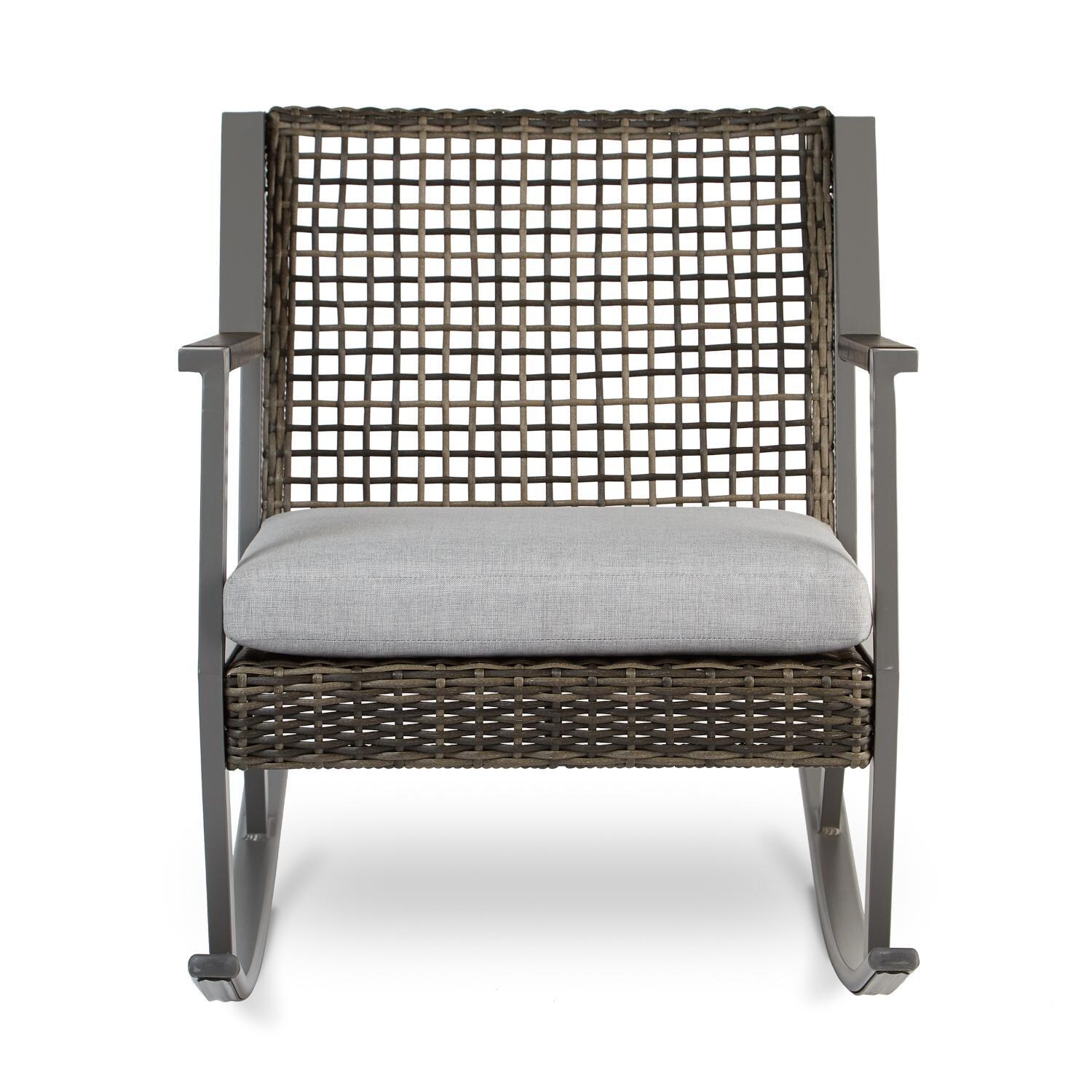 Lakeview Rustic Bay Gray 2 Piece Aluminum Rocker Chair Set - Front View - White Background thumbnail