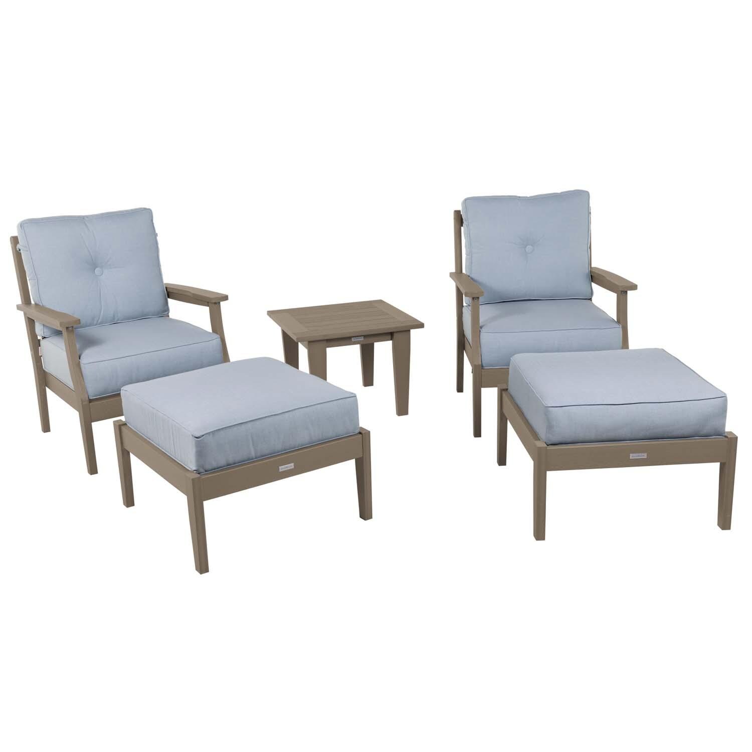 Blushing Bay 5 Pc Recycled Plastic Seating Set in Bliss Dew/Woodland Brown by Lakeview Outdoor Designs - Front View - White Background thumbnail