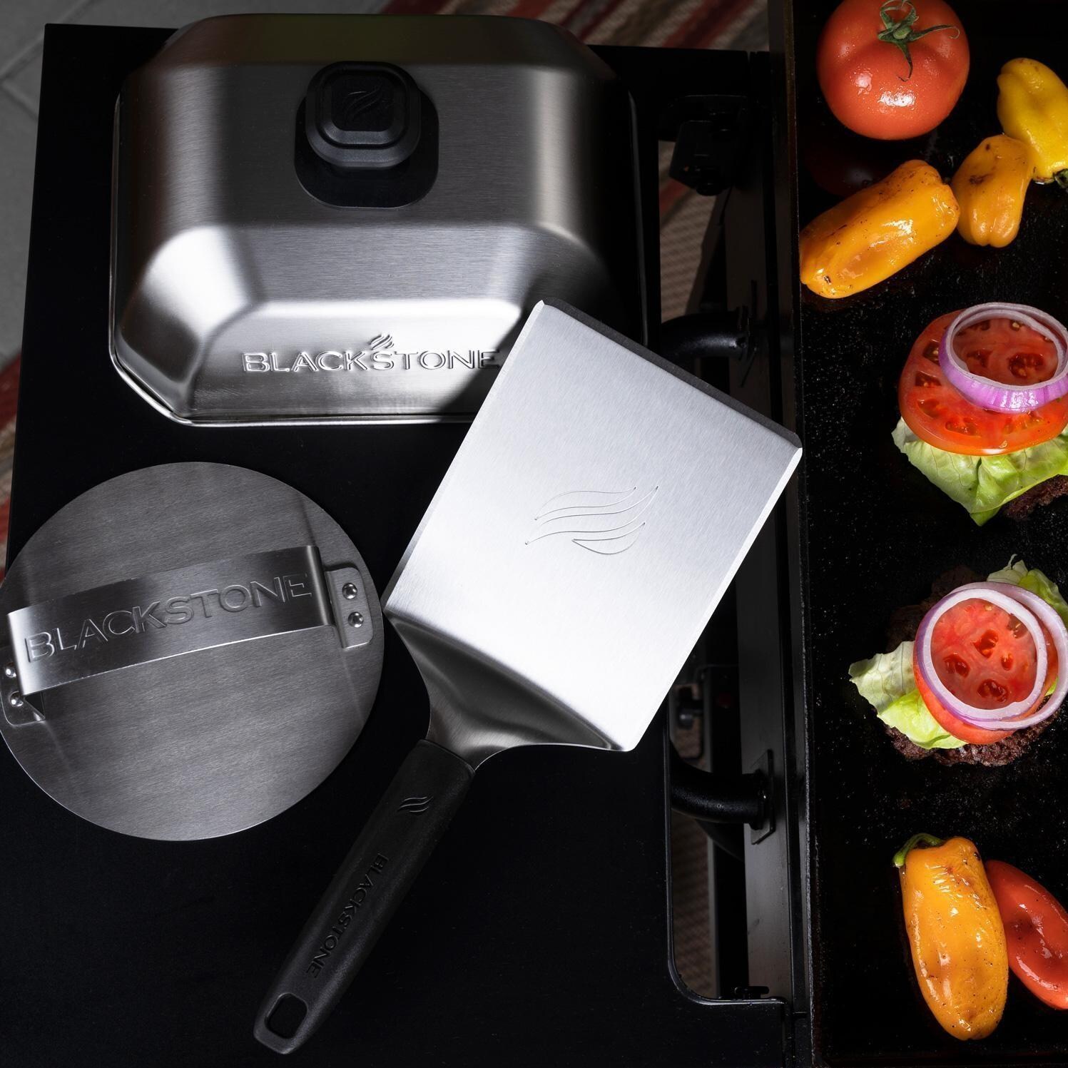 Blackstone 6006 Select 36 Inch Griddle Air Fryer Combo W/ Dual Side Tables & Storage Drawers and Hamburger & Cleaning Kit - 3-Piece Hamburger Kit - From Above - Lifestyle thumbnail