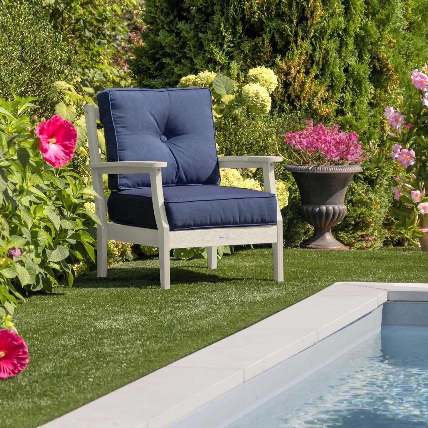Blushing Bay Recycled Plastic Club Chair in Spectrum Indigo/Whitewash by Lakeview Outdoor Designs - In Garden - Lifestyle thumbnail