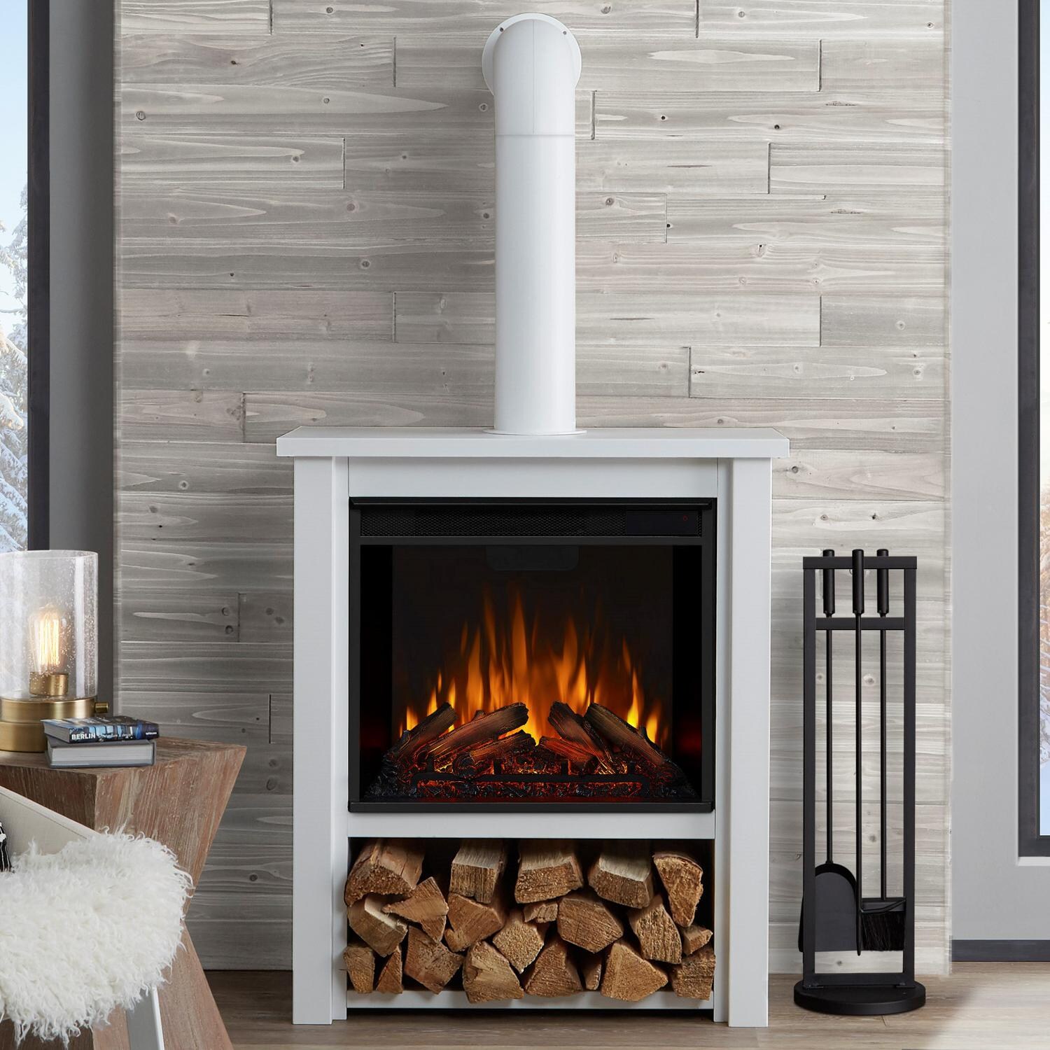 Real Flame 5005E-W Hollis 32-Inch Electric Fireplace W/ Flue - White - In The Home thumbnail