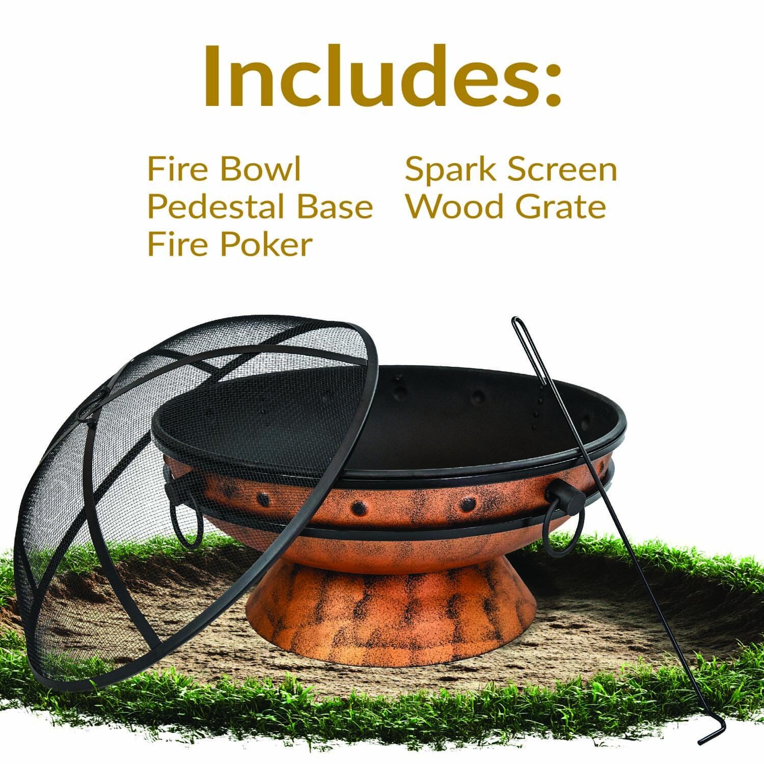 Cauldron 31-in Round Steel Wood-Burning Fire Pit in Copper by Ultimate Patio - Included - Detail thumbnail