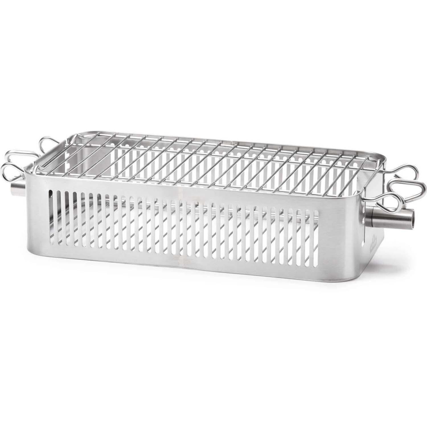 Napoleon  57013 Adjustable Stainless Steel Rotisserie Basket - Angled - White Background thumbnail