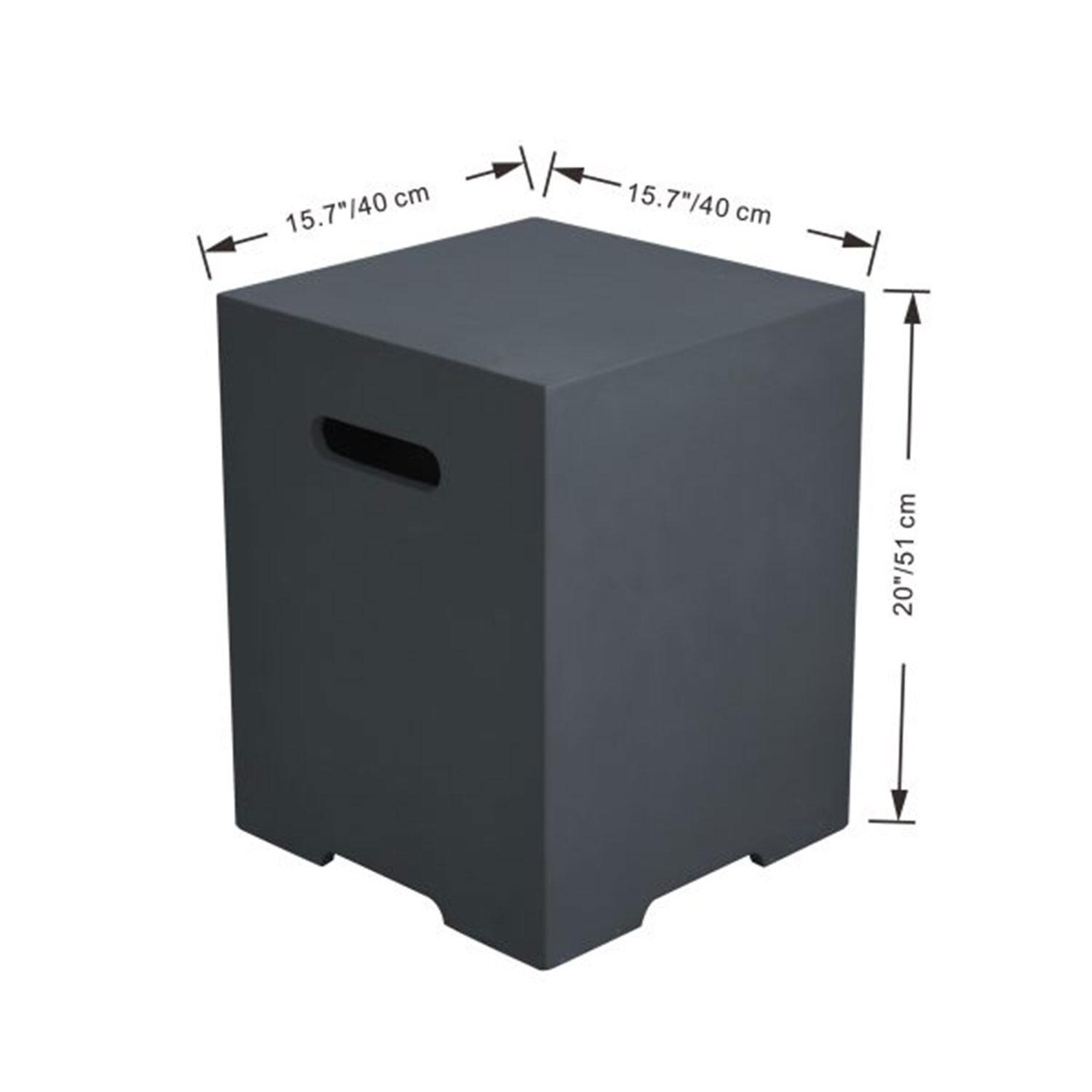 Elementi Square 16-Inch Fire Tank Cover for Lunar Bowl & Sit Stool Chair - Dark Gray - ONB01-109DG - Dimensional thumbnail