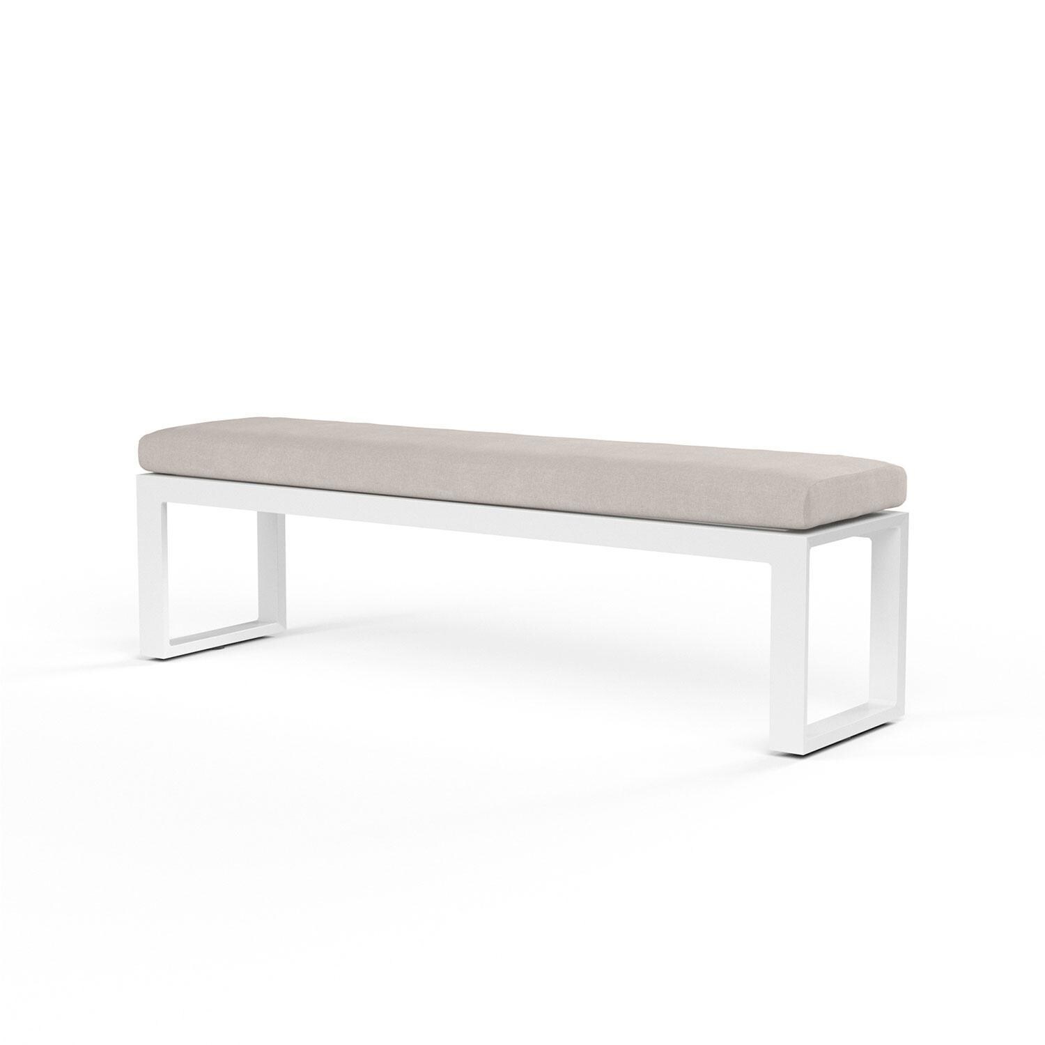Newport Aluminum Patio Dining Bench in Canvas Natural w/ No Welt by Sunset West - Display - White Background thumbnail
