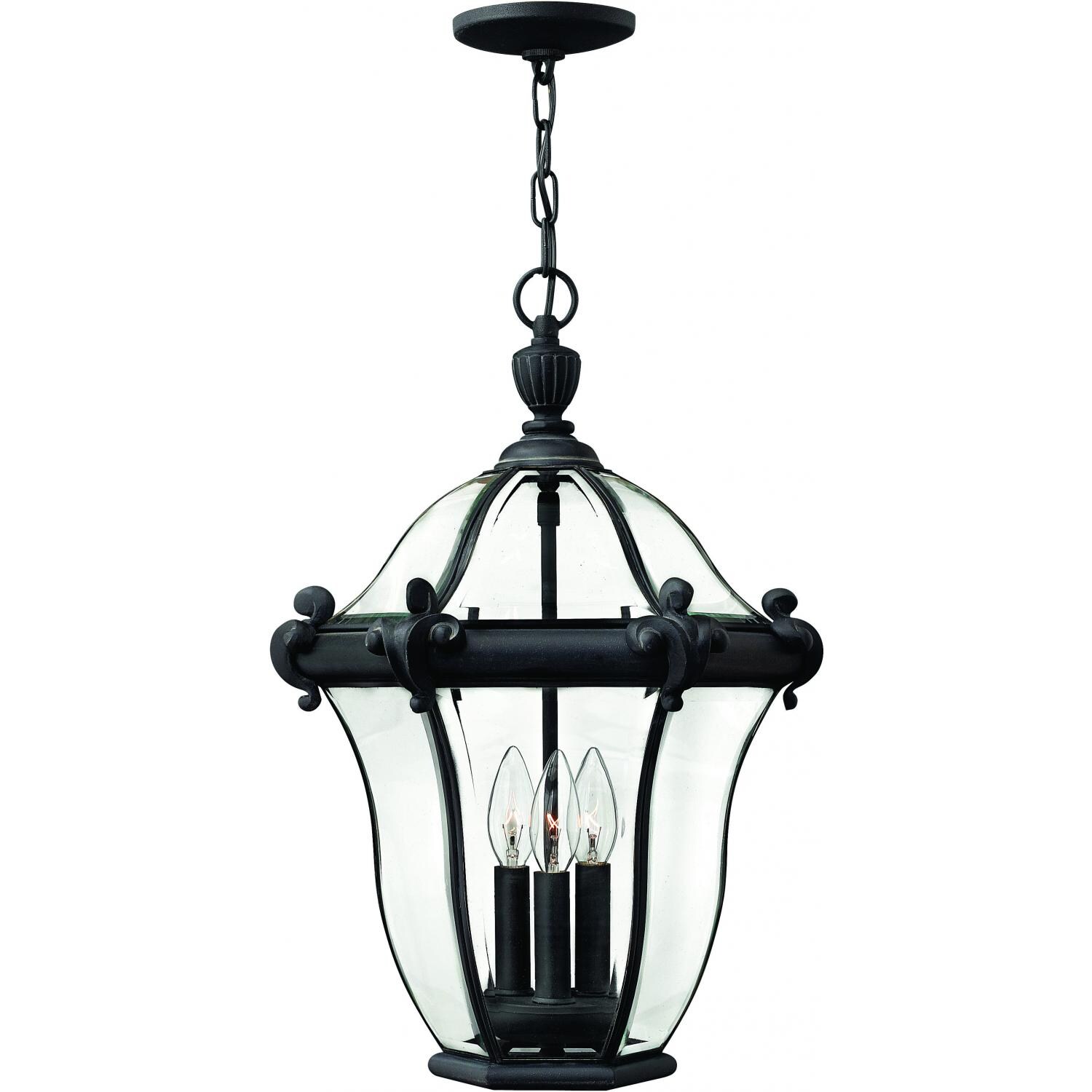 Hinkley Lighting San Clemente Three Light 22-Inch Outdoor Hanging Lantern - Museum Black - 2442MB