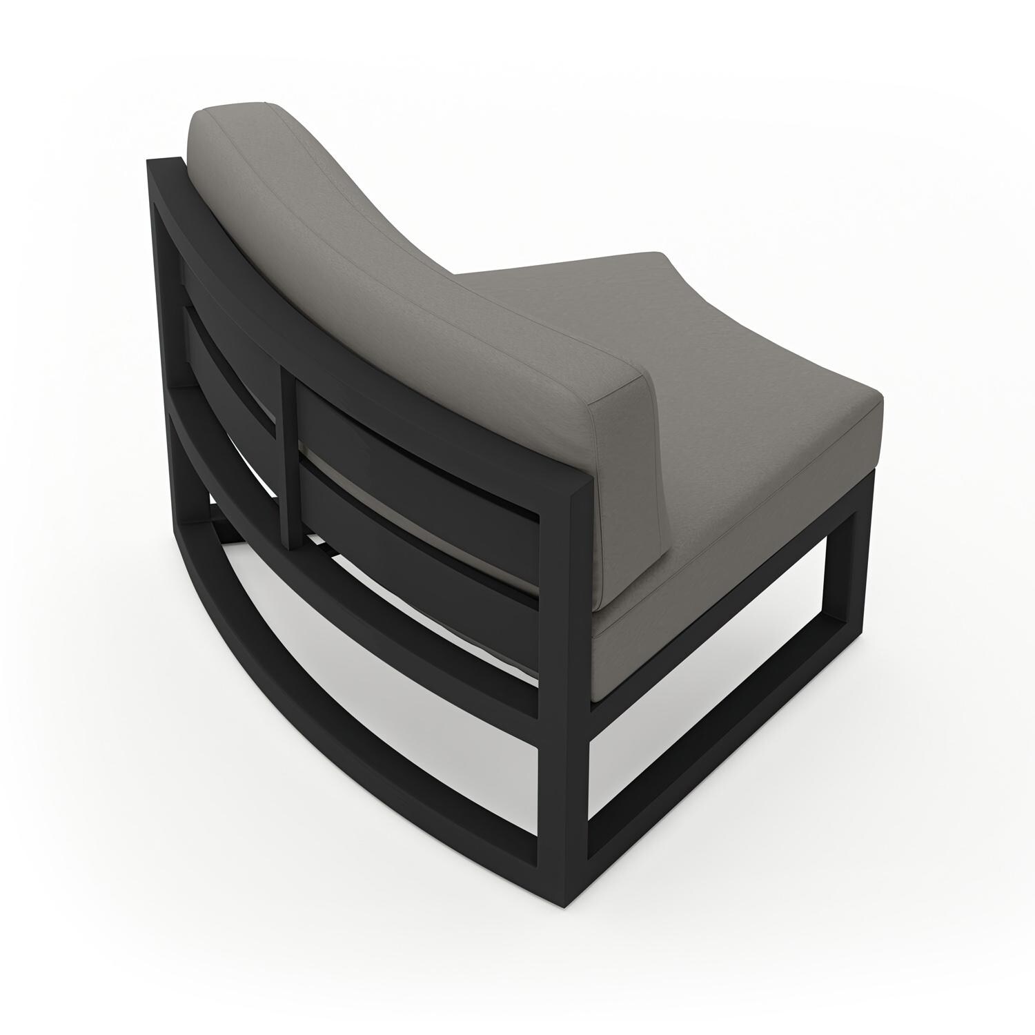 Lakeview MSTYCV-BK-CRVS-CC Misty Cove 2 Pc Aluminum Curve Club Chair in Black w/Charcoal Cushions by Lakeview Outdoor Designs - Angled Back - White Background thumbnail