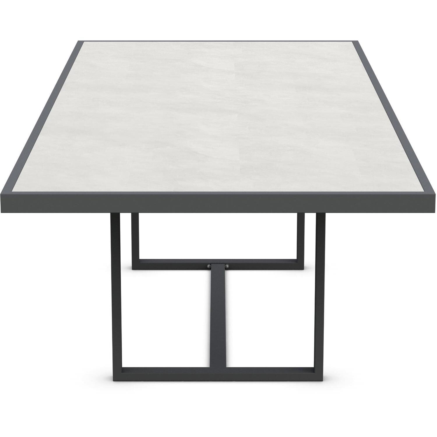 Azzurro Living Pavia 96 Inch Charcoal Aluminum Dining Table W/ Helena Dekton Top - Side - White Background thumbnail