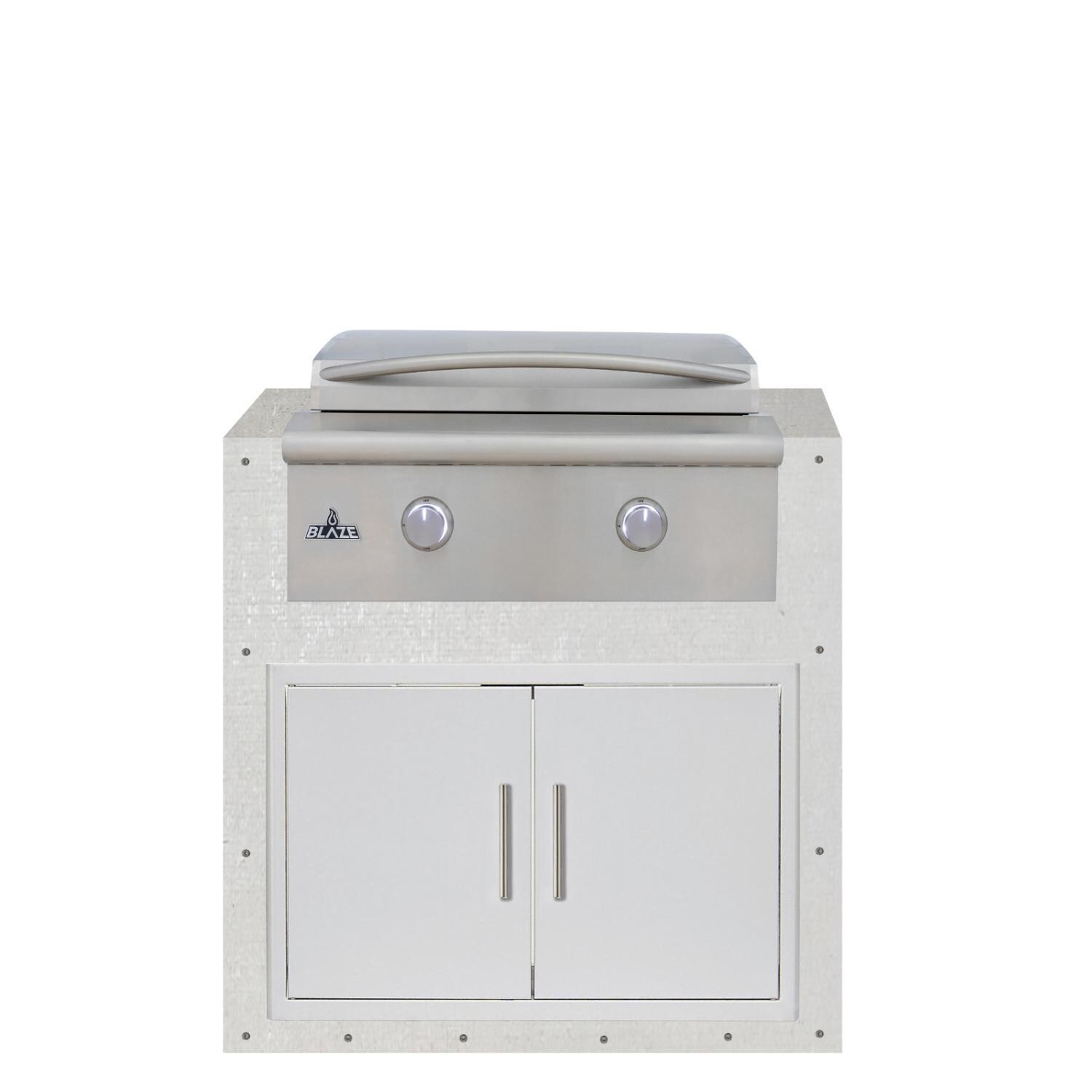 BBQGuys Signature 36-in Ready for Finish Outdoor Kitchen Module w/ Blaze LTE+ 30-in Propane Griddle & Double Doors - Module - White Background thumbnail