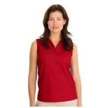 Port Authority Ladies Silk Touch Sleeveless Polo Shirt Medium - Red image