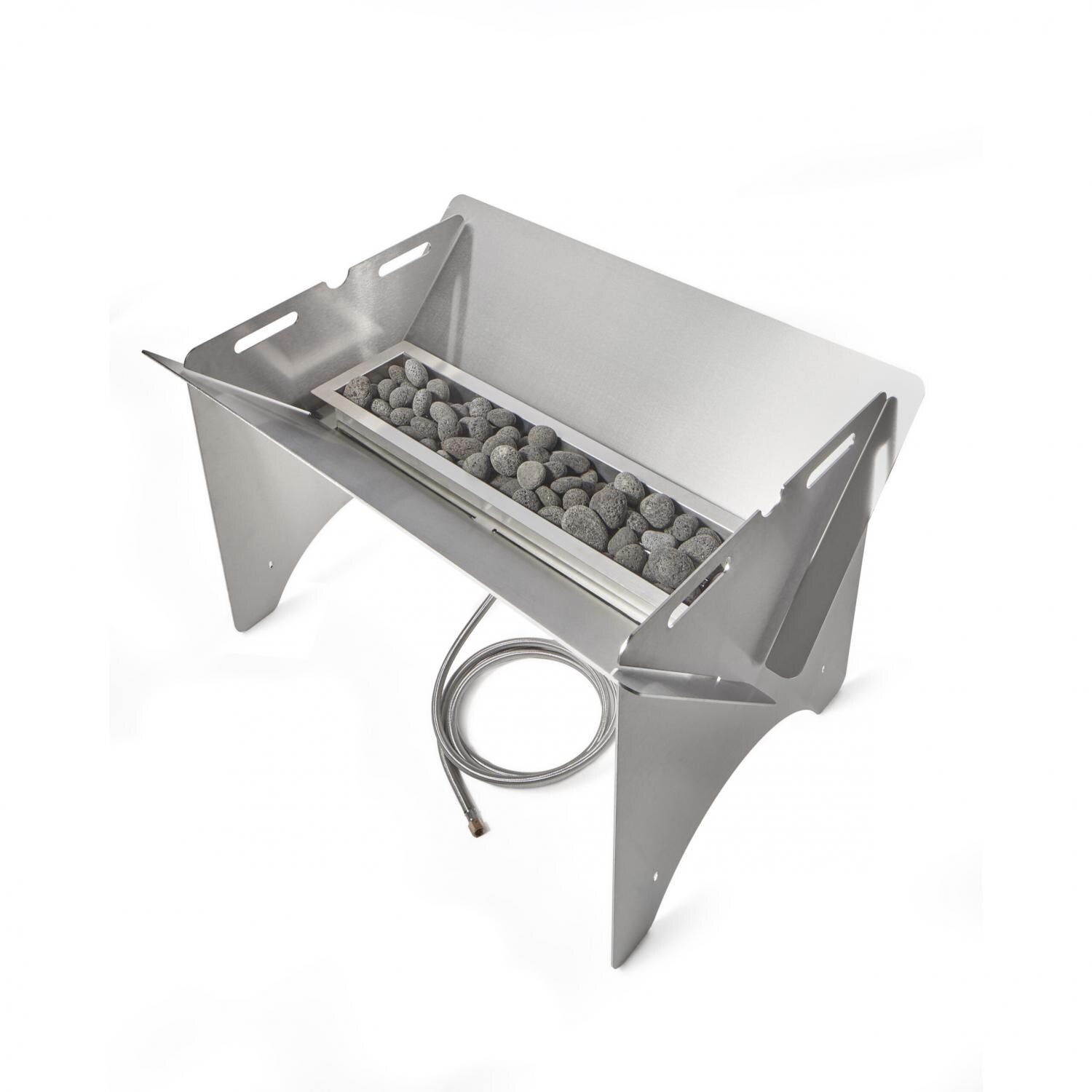 Pitts and Spitts F-SSGAS Pitts & Spitts Stainless Steel Gas Firepit - Lava Rocks w/ Hose thumbnail