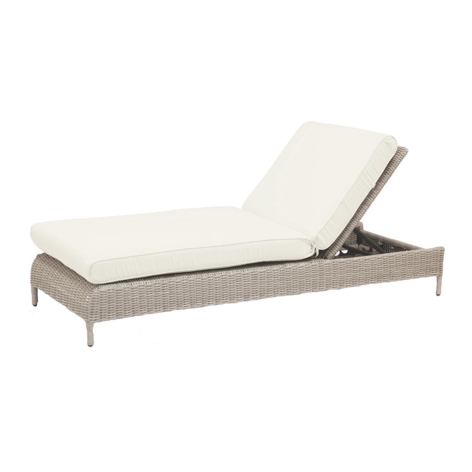 Manhattan Wicker Patio Chaise Lounge W/ Sunbrella Linen Canvas Cushions By Sunset West thumbnail