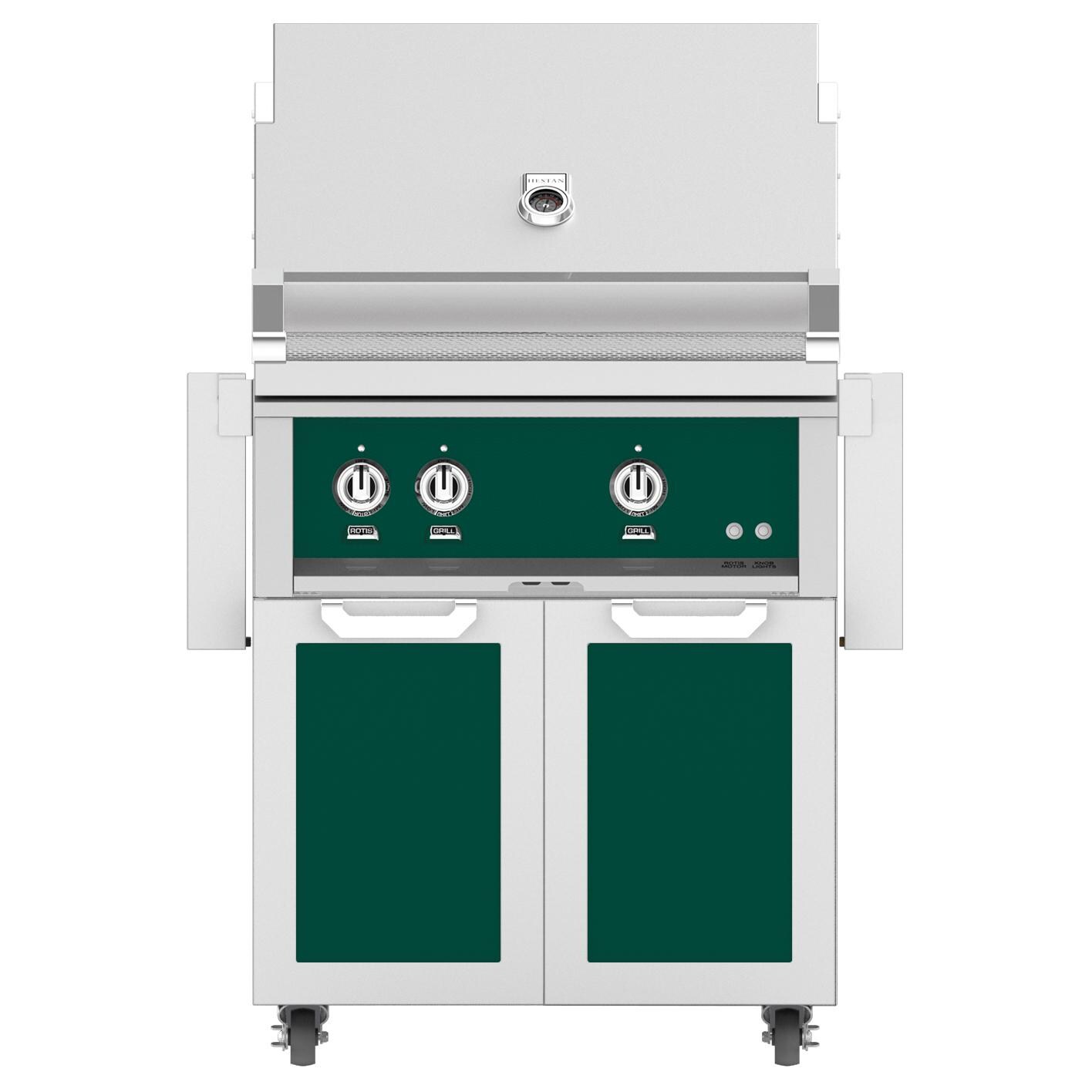 Hestan 30-Inch Natural Gas Grill W/ Rotisserie On Double Door Tower Cart - Grove - GABR30-NG-GR