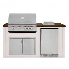 BBQGuys.com 6 Ft BBQ Island With Blaze LTE2 32-Inch Propane Gas Grill, Double Access Door, Outdoor-Rated Compact Refrigerator & Side Burner - Greige/Brown - LTEAD4.1SBLP-6SBVP4PGCB image