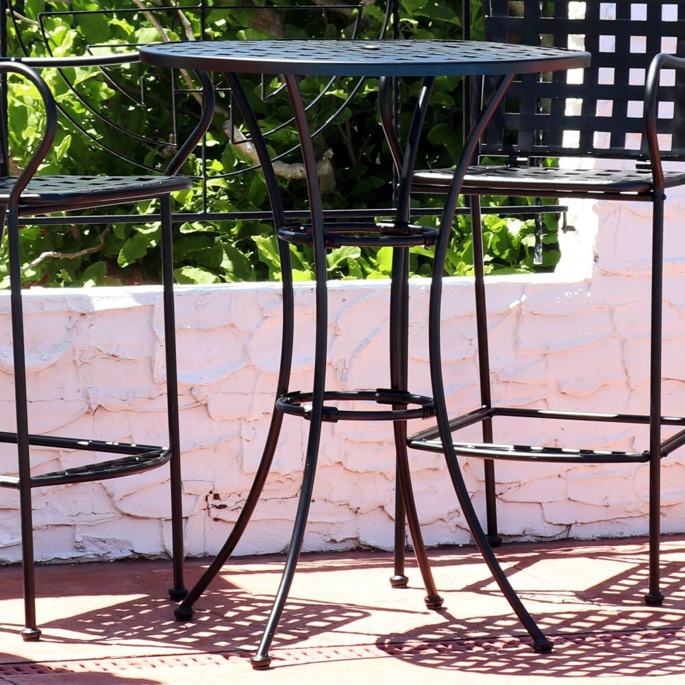 Ultimate Patio Elegant Round Black Wrought Iron Bar Table - 30-Inch