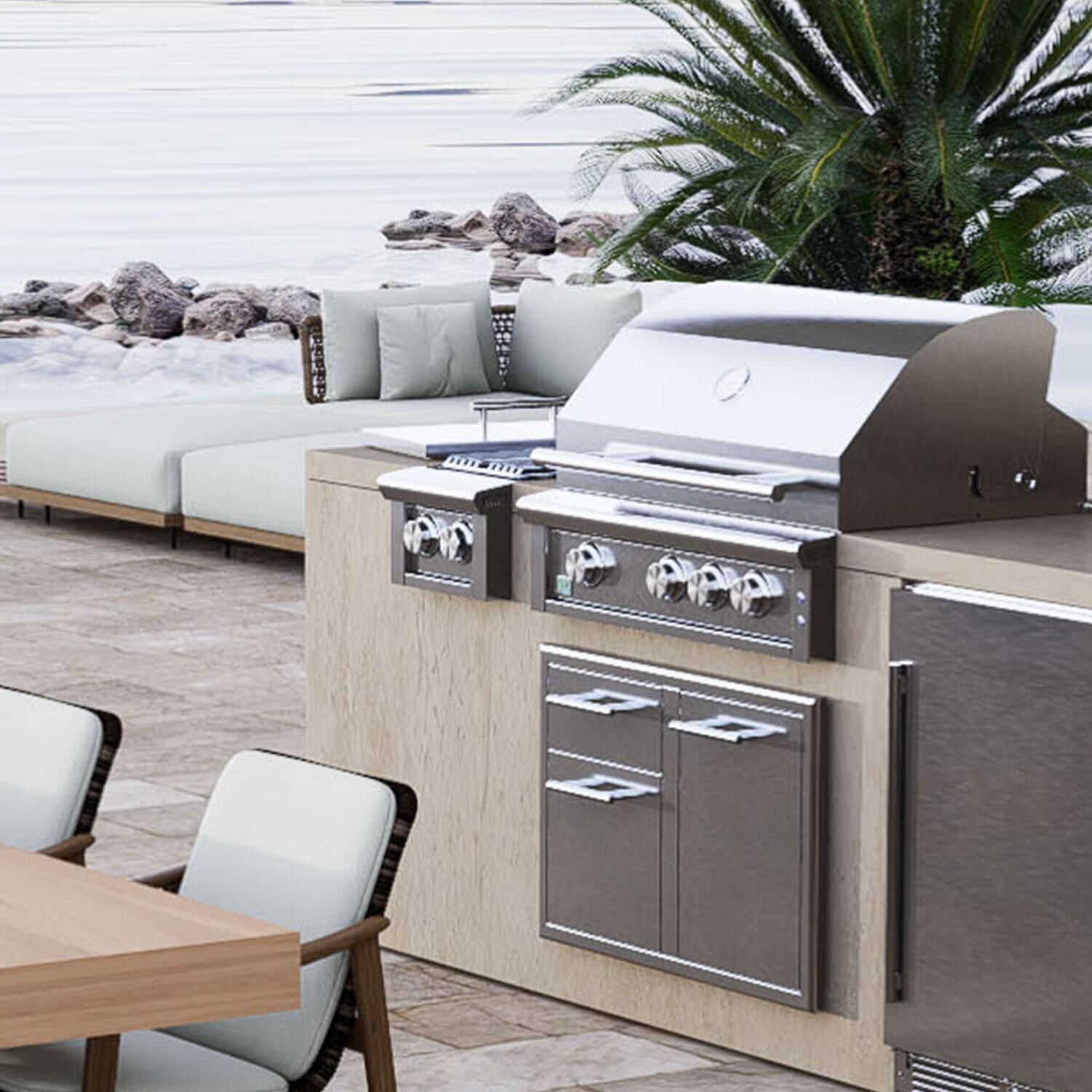XO Appliance XOGSIDEBURNN 13-in Natural Gas Double Side Burner - Full Island View - Lifestyle thumbnail