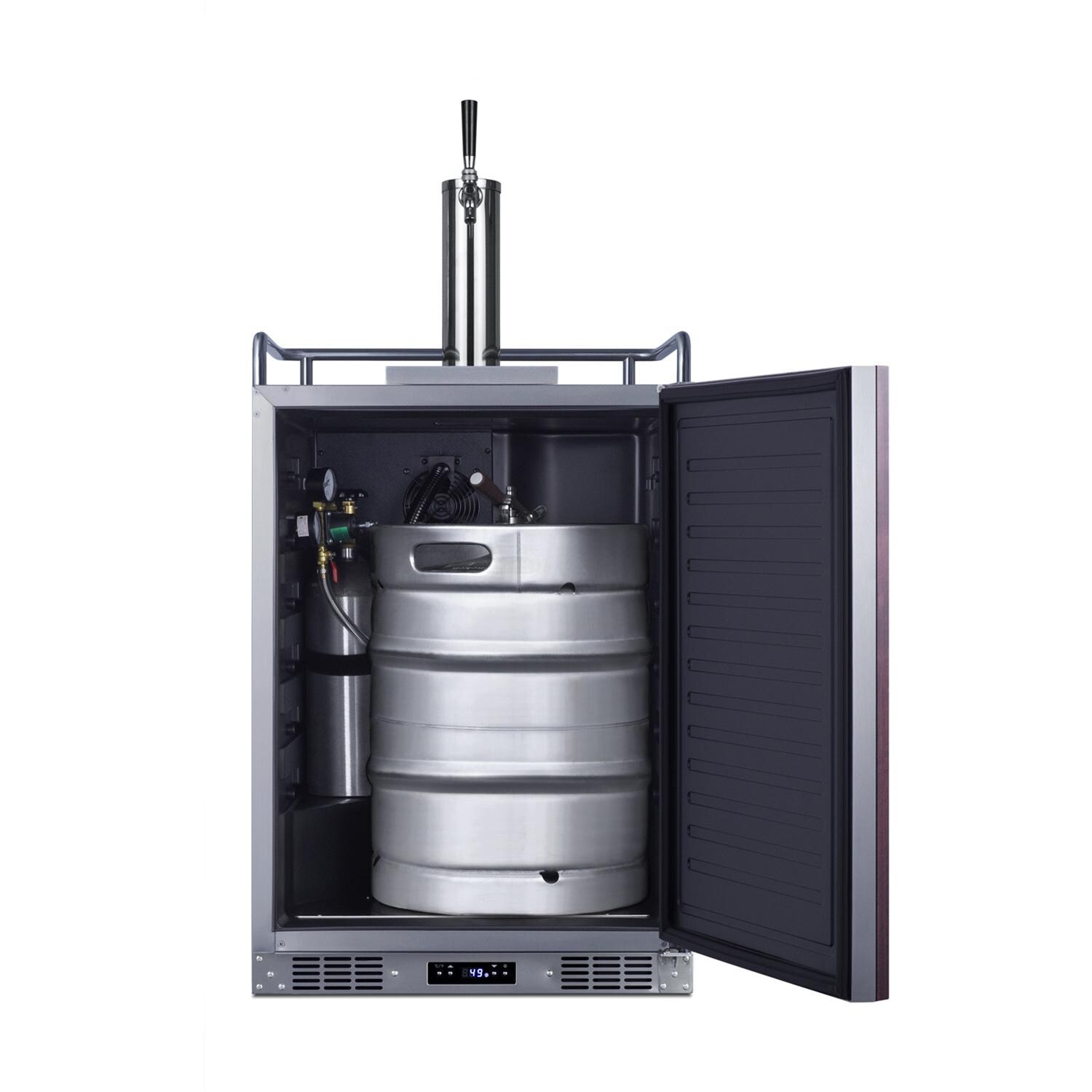 Summit SBC682PNR 24-Inch 5.6 Cu. Ft. Built-In Kegerator - Custom Panel - Door Open Full thumbnail