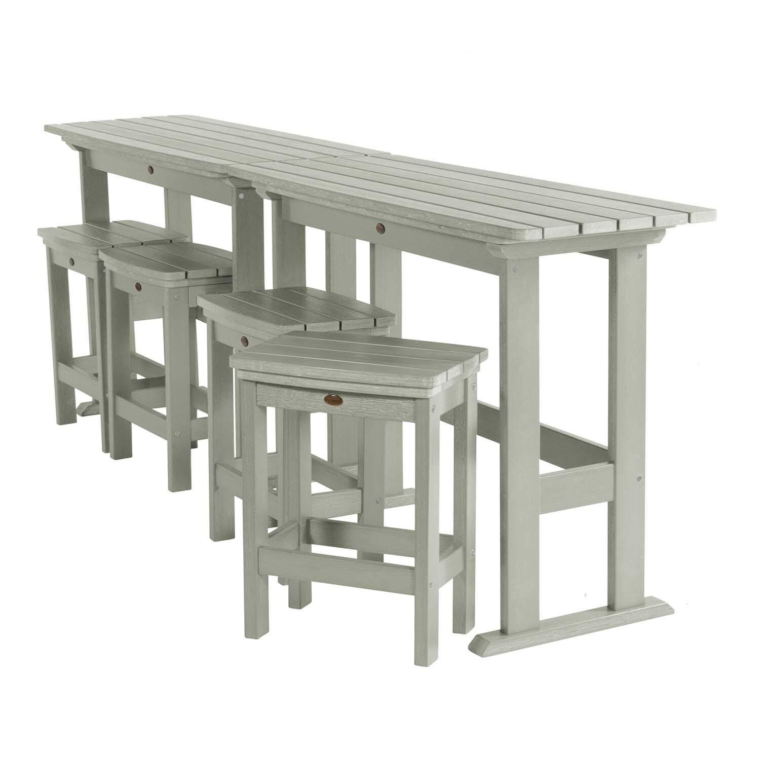 Hart Lane 6 Pc Recycled Plastic Counter Height Dining Set in Eucalyptus By Lakeview - Tables Against Railing - White Background thumbnail