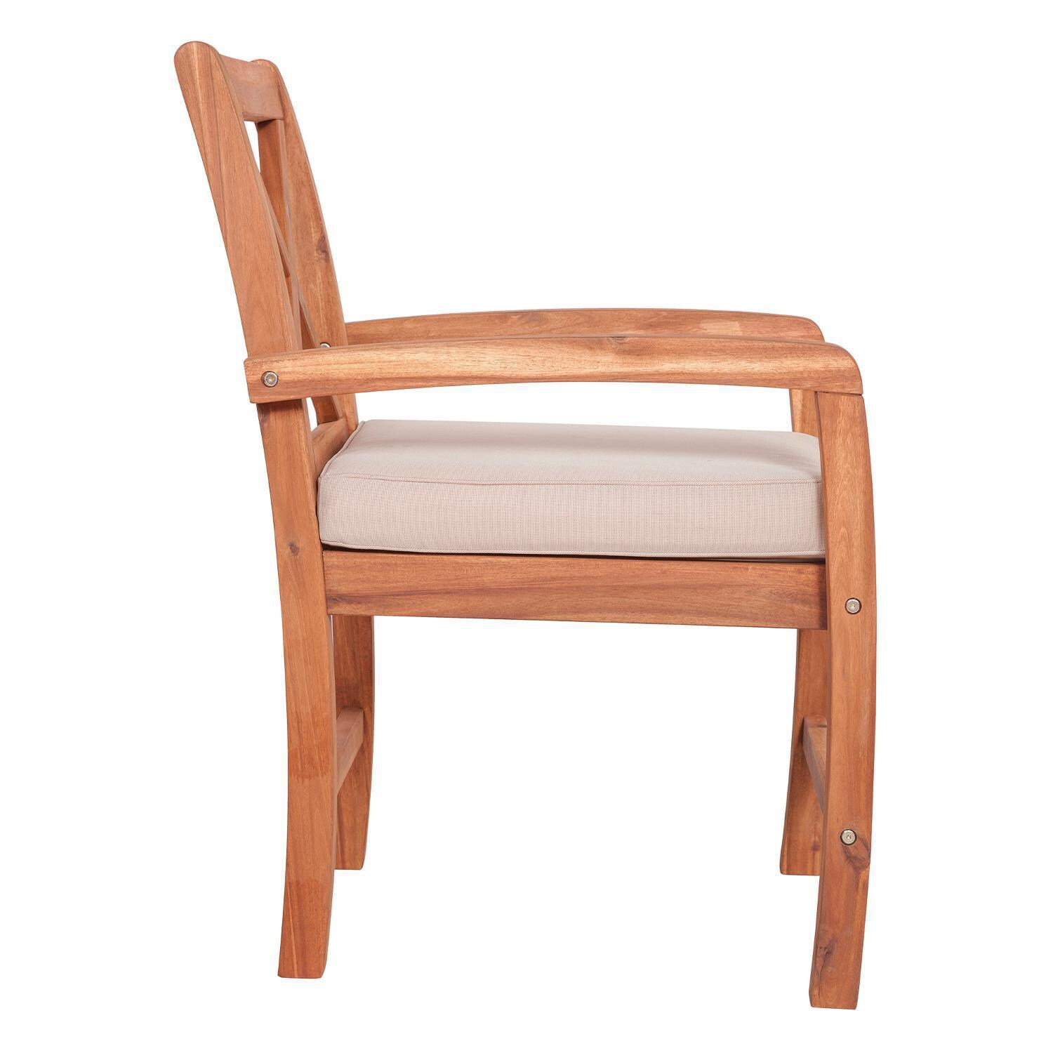 Ultimate Patio Camille Way 7 Piece Acacia Patio Dining Set - Dining Arm Chair Side thumbnail