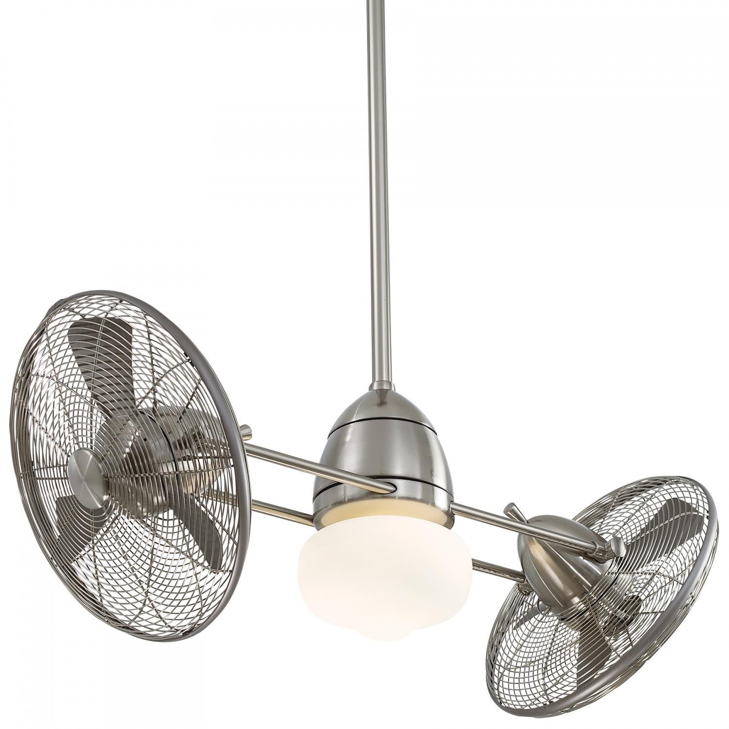Minka-Aire F402L-BNW Gyro Wet 42-Inch LED Twin Turbofan in Brushed Nickel Finish w/ Integrated Schoolhouse Globe Light - With Light thumbnail