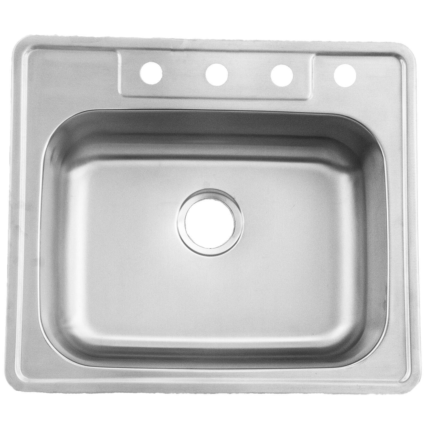 Huntington Brass ADA-966 + HBK1823301-J + LI-XD ADA Compliant 25 X 22 with Huntington Brass Dual Spray European Style Pull Down Faucet and Strainer Basket - Sink - White Background thumbnail