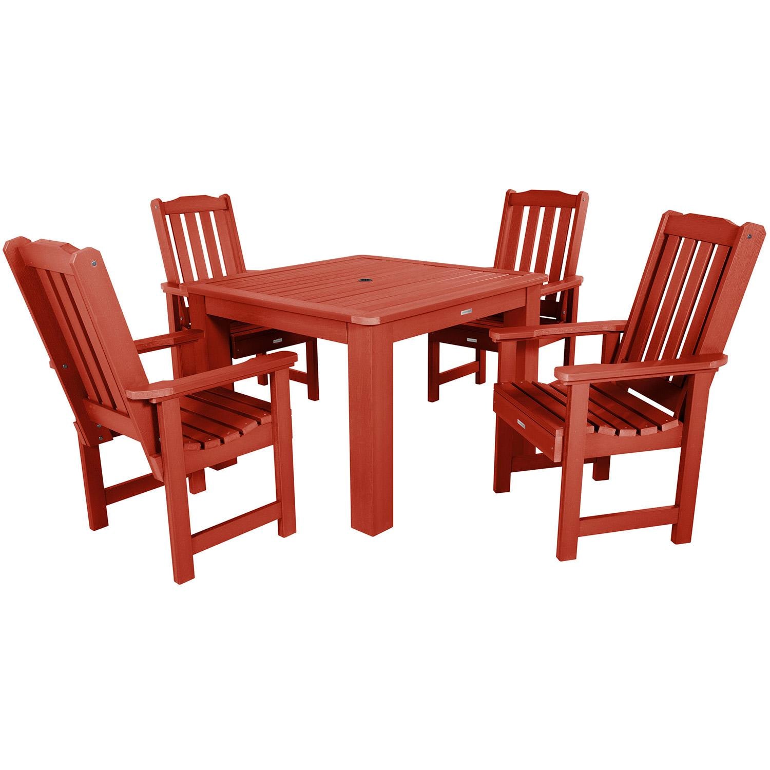 Hart Lane 5 Pc Square Dining Set in Rustic Red By Lakeview Outdoor Designs - White Background thumbnail