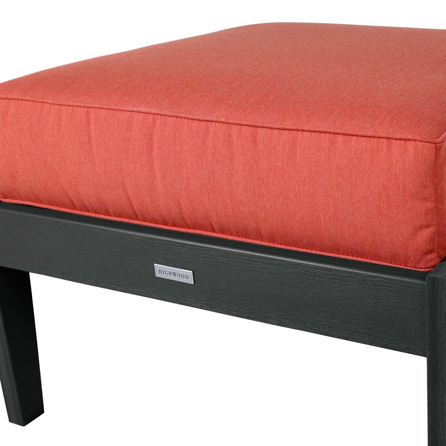 Blushing Bay Recycled Plastic Ottoman in Canvas Persimmon/Black by Lakeview Outdoor Designs - Frame - Detail thumbnail