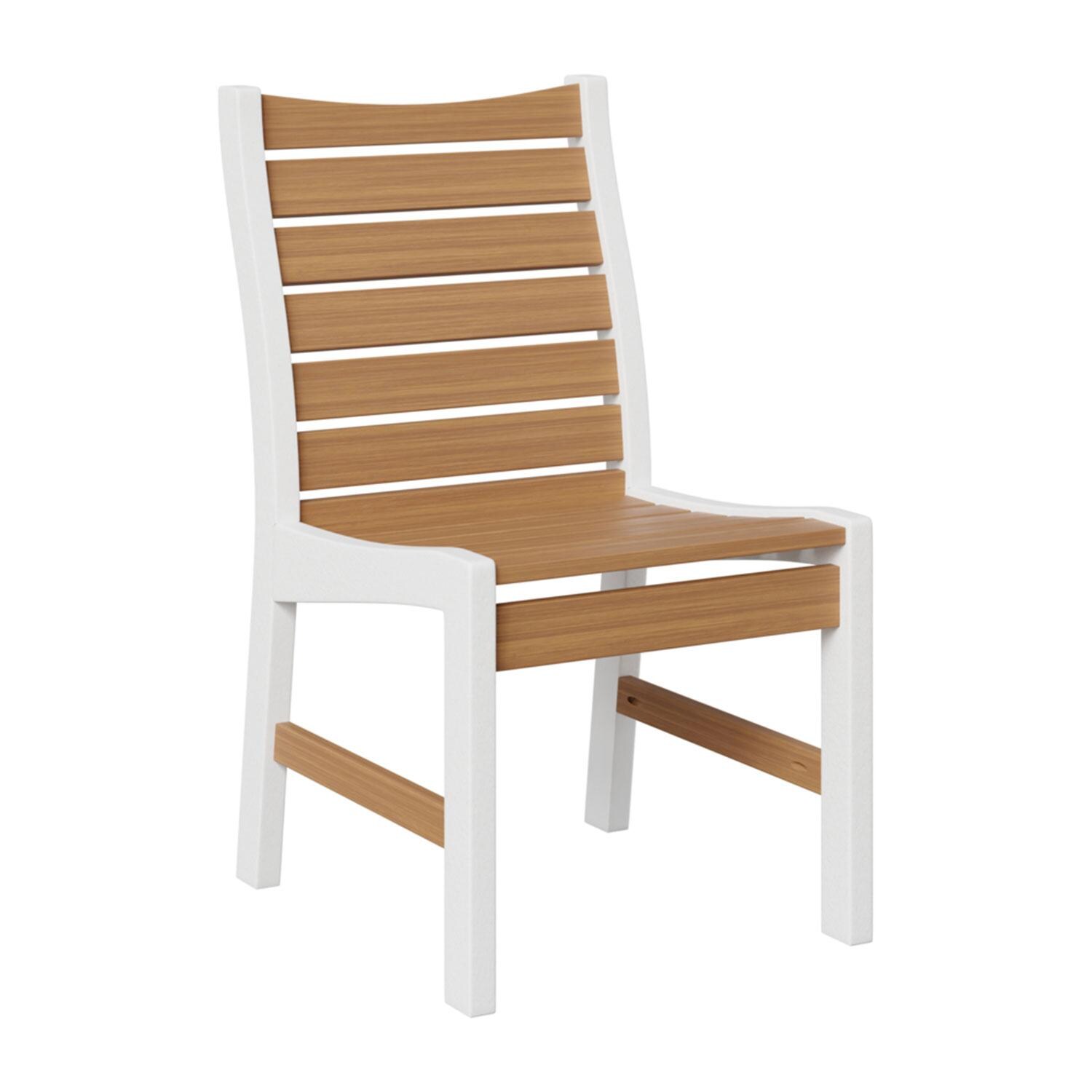 Berlin Gardens Garden Classic Regular Natural Teak Top w/ White Base 96 Inch Fire Pit Dining Set - Dining Chair - White Background thumbnail
