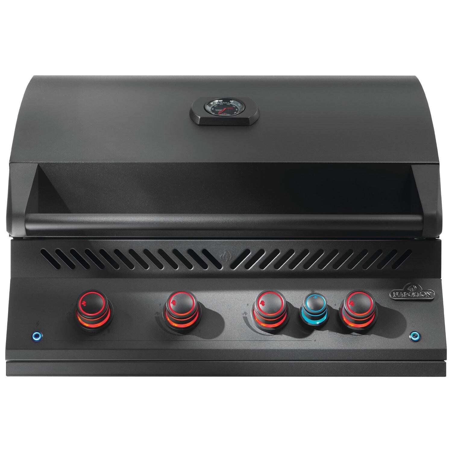 Napoleon BIG32RBPMK-1 700 Series 32-in Built-In Propane Grill w/ Rotisserie & Infrared Rear Burner - Matte Black - Red Knobs When Burners In Use - White Background thumbnail