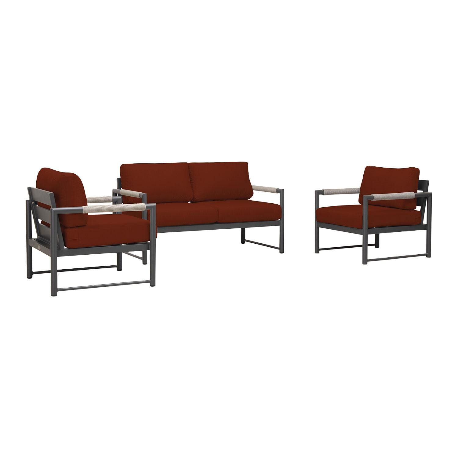 Lakeview AVEBAY-SL-PG-SET120-HN Avenue Bay Slate/Pebble Gray 3 Pc Loveseat Set - Harvest Natural - Angled - White Background thumbnail